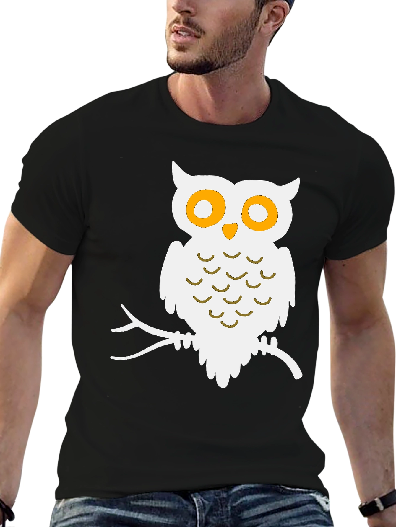 Black Owl Graphic Print Black T-Shirt view 6
