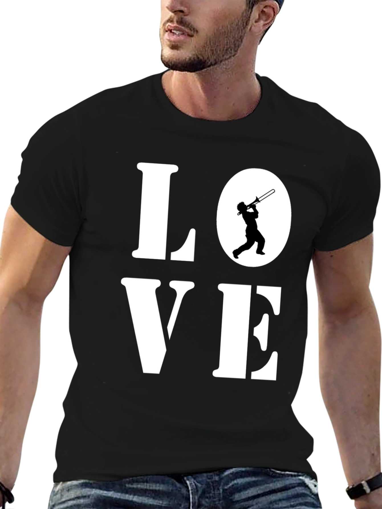 Black Love Trombone T-Shirt - Music Lover Tee view 6