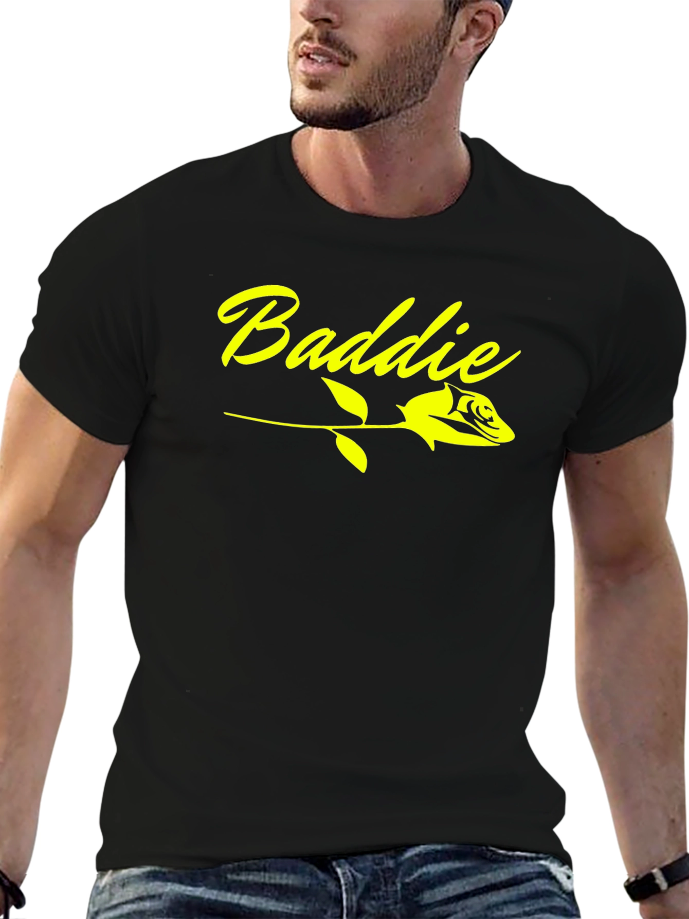 Black Baddie Rose Graphic Tee - Black Cotton T-Shirt view 6