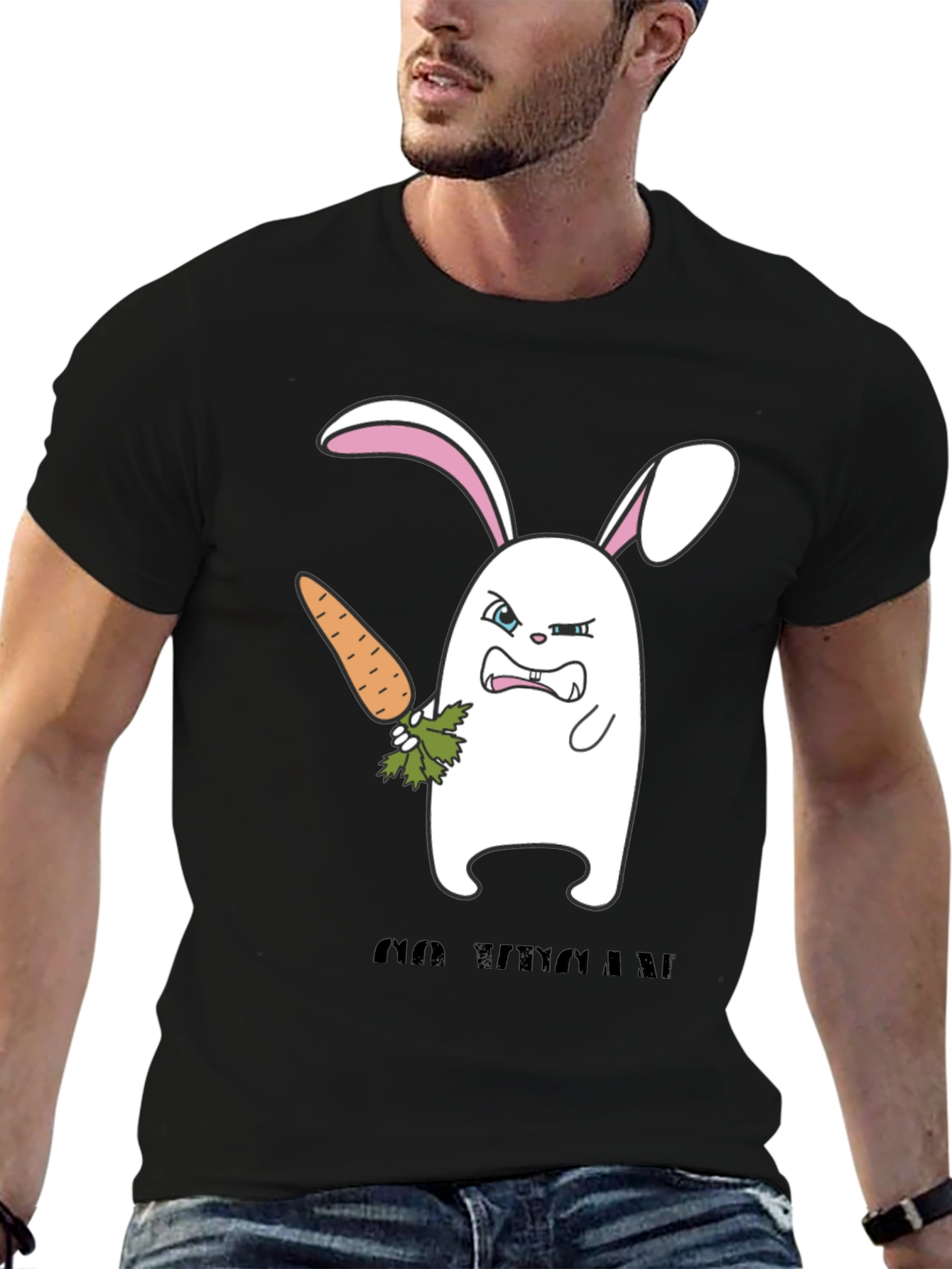 Black Angry Bunny Graphic T-Shirt -  Cute and Edgy Design view 6