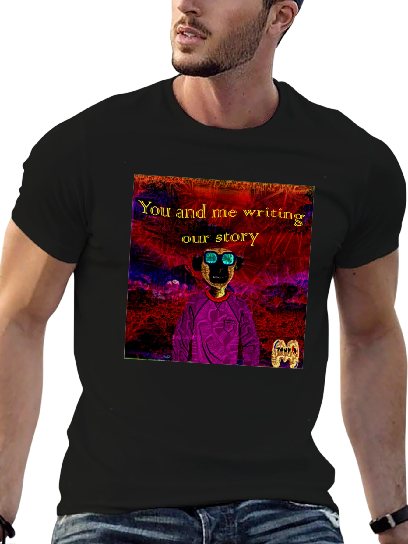 Black Unique Graphic T-Shirt - You and Me Writing Our Story view 6