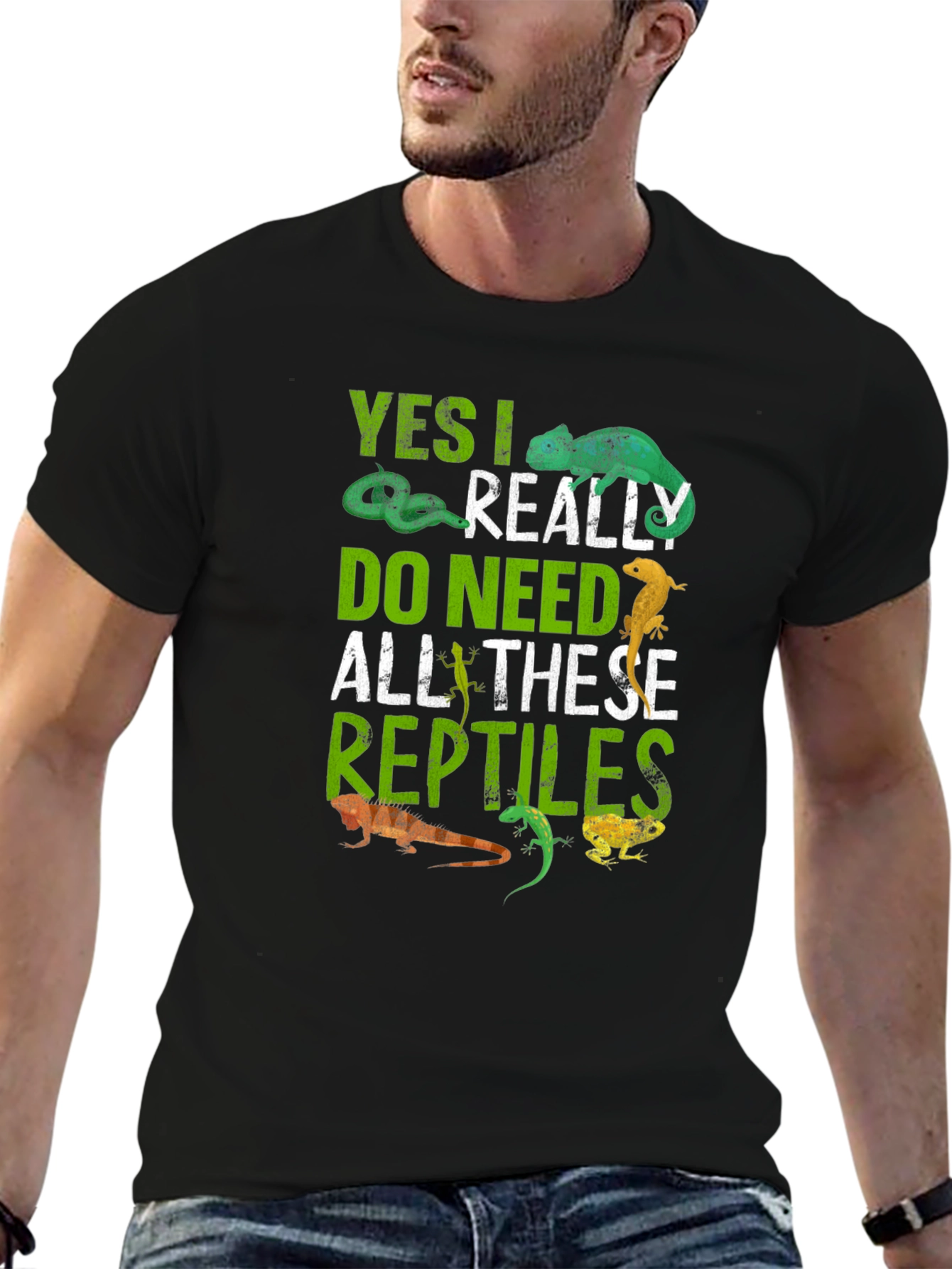 Black Reptile Lover T-Shirt - Yes I Really Do Need All These Reptiles view 6