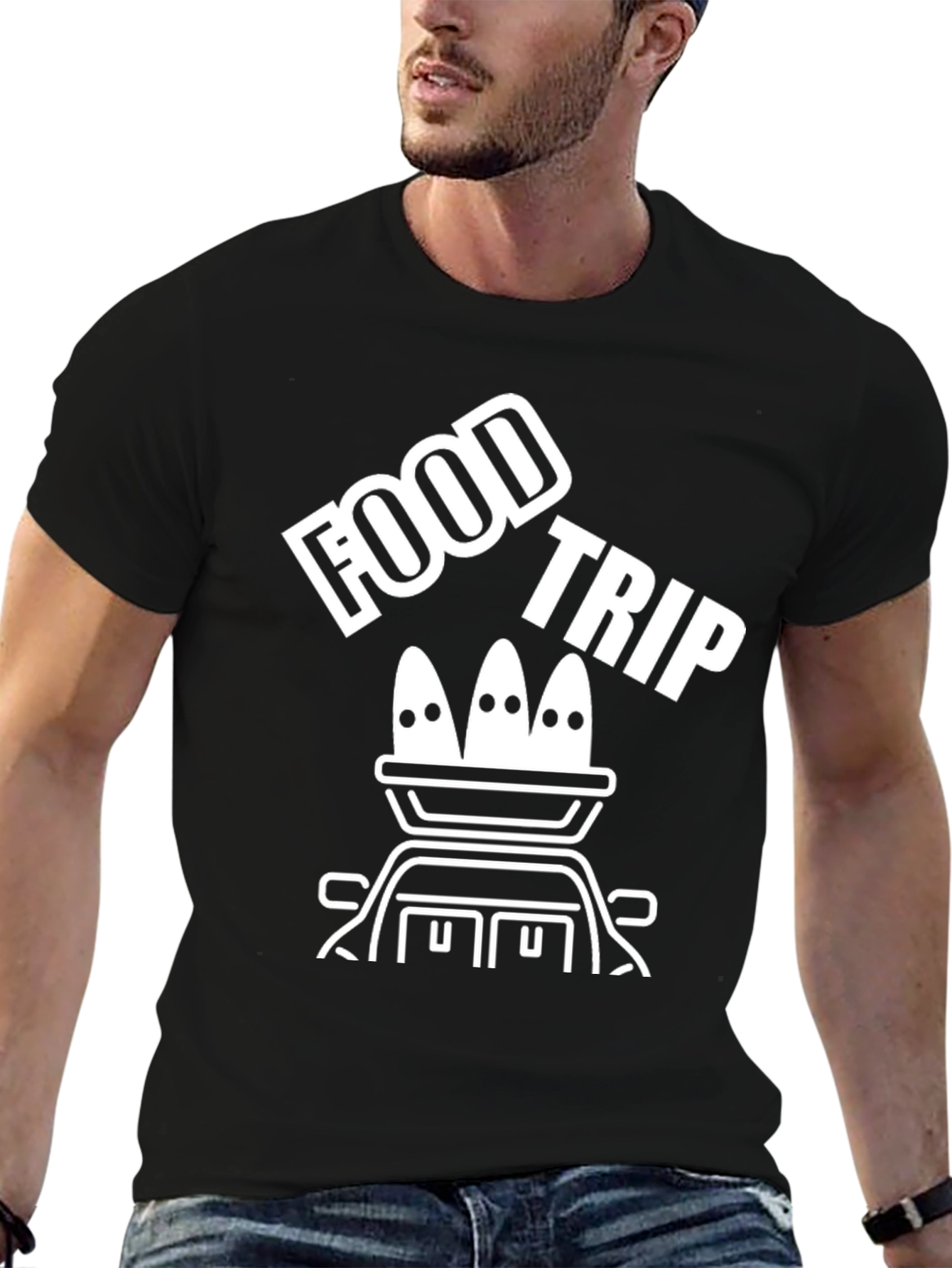 Black Food Trip T-Shirt - Road Trip Ready view 6