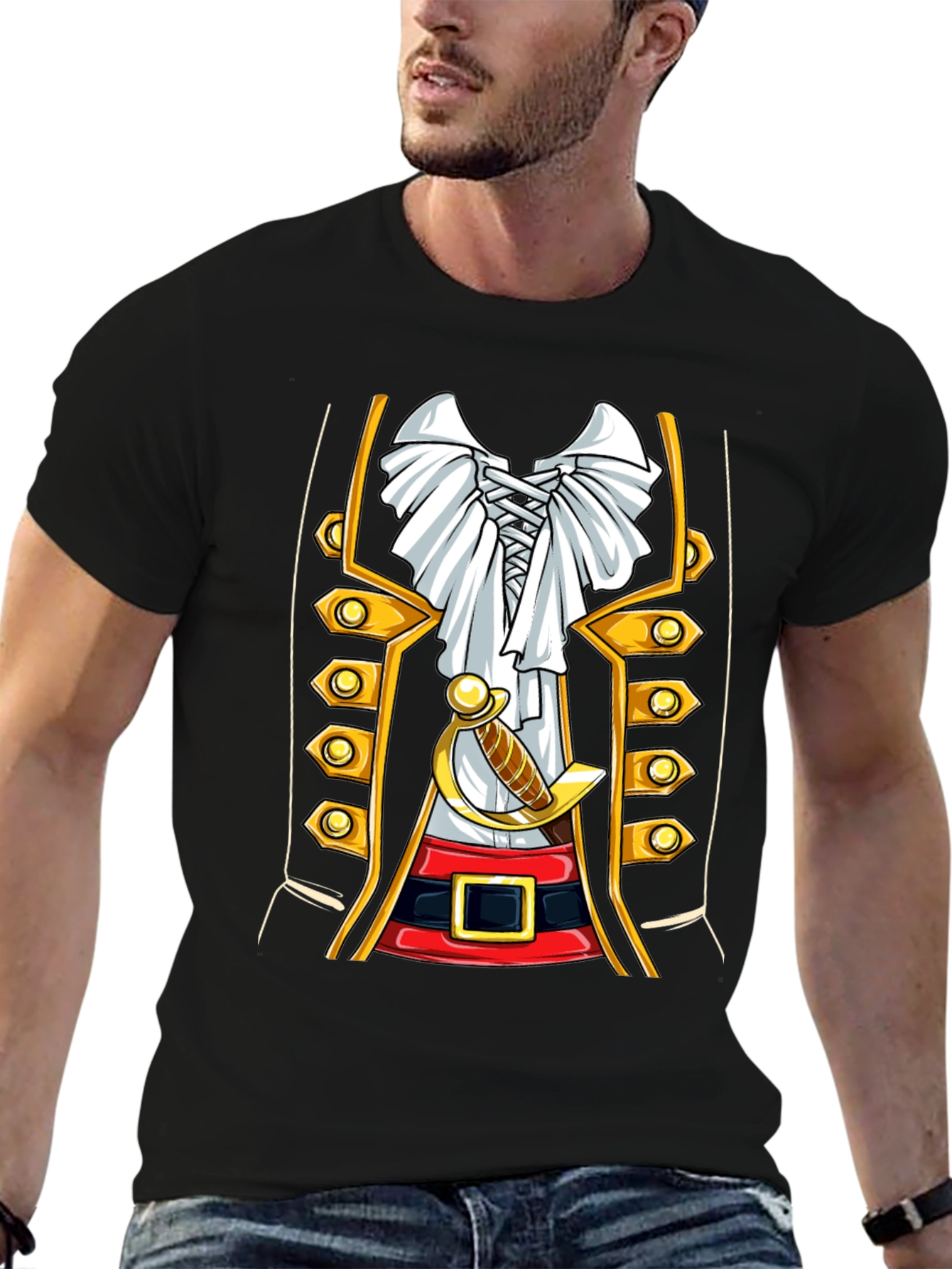 Black Pirate Costume T-Shirt - Party Ready view 6