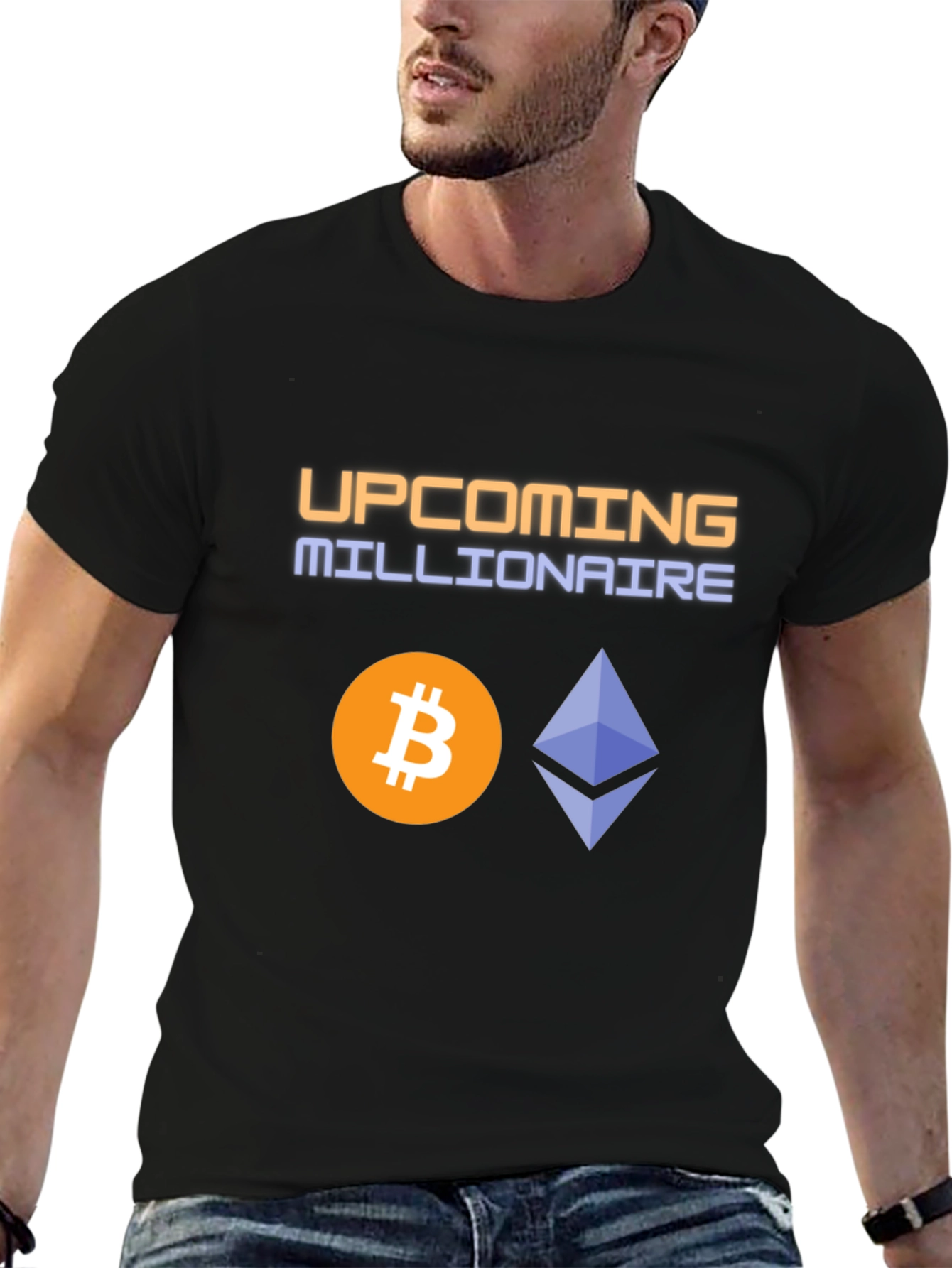 Black Upcoming Millionaire Crypto T-Shirt view 6