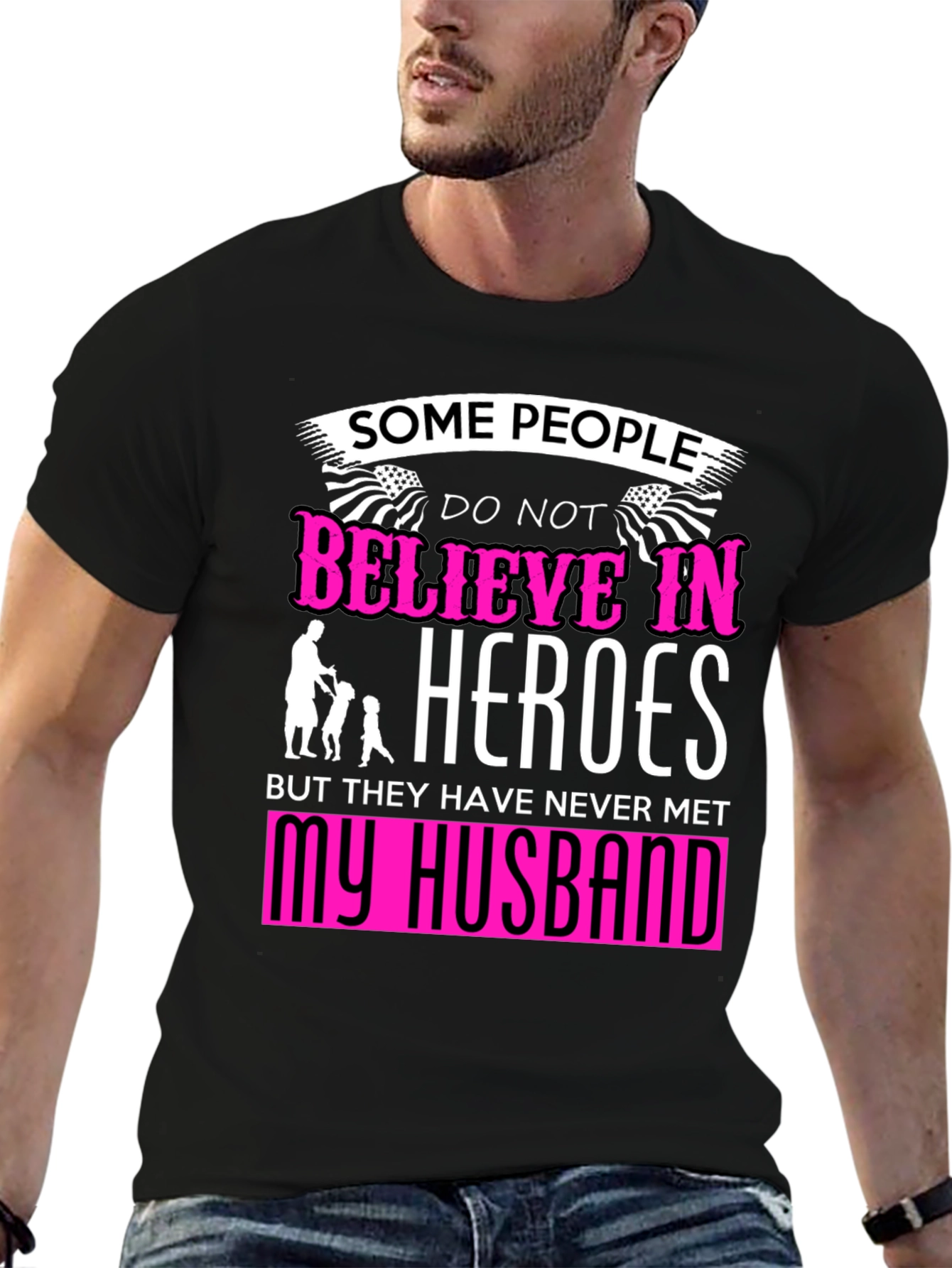 Black My Husband, My Hero T-Shirt view 6