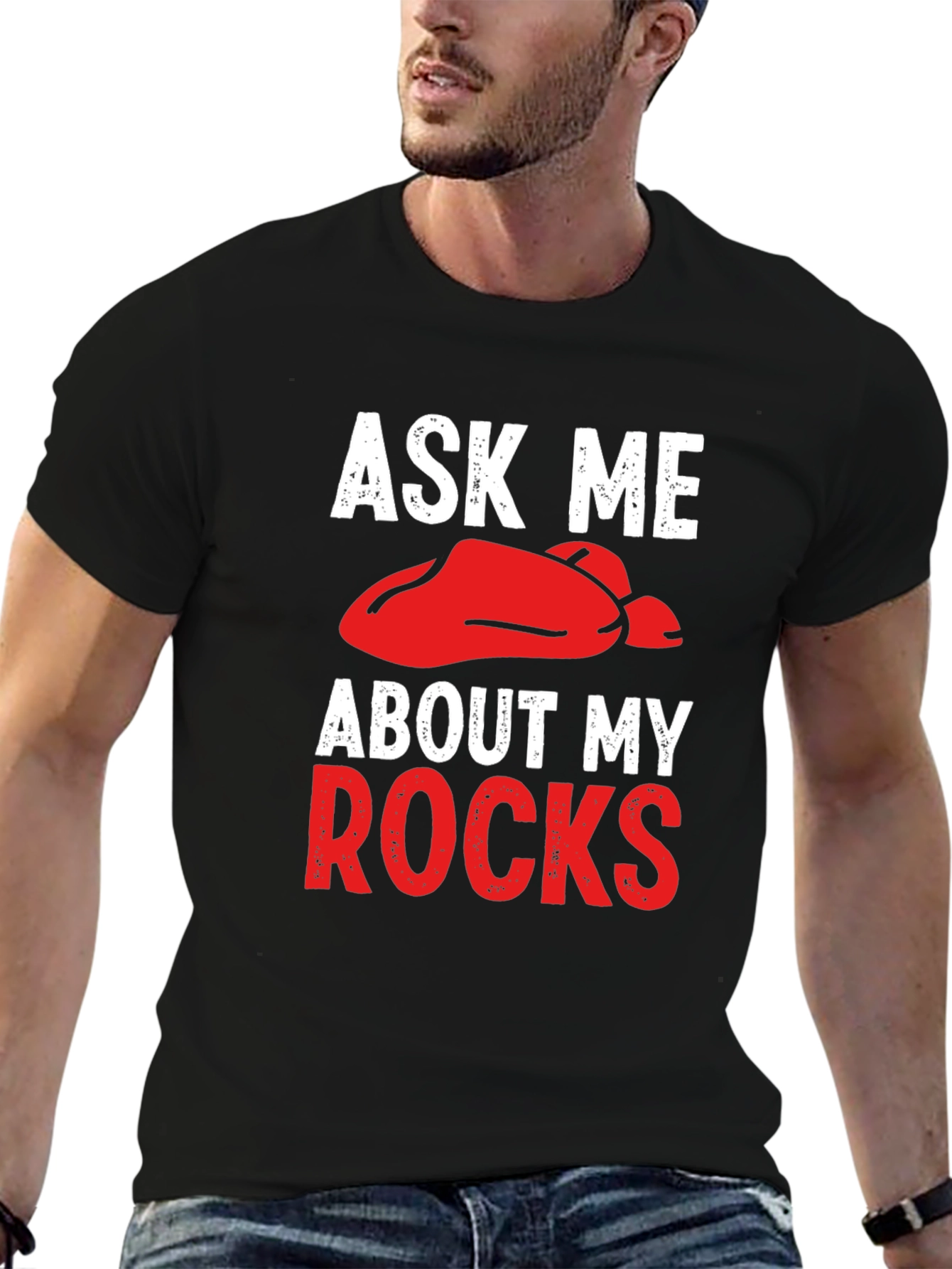 Black Ask Me About My Rocks T-Shirt view 6