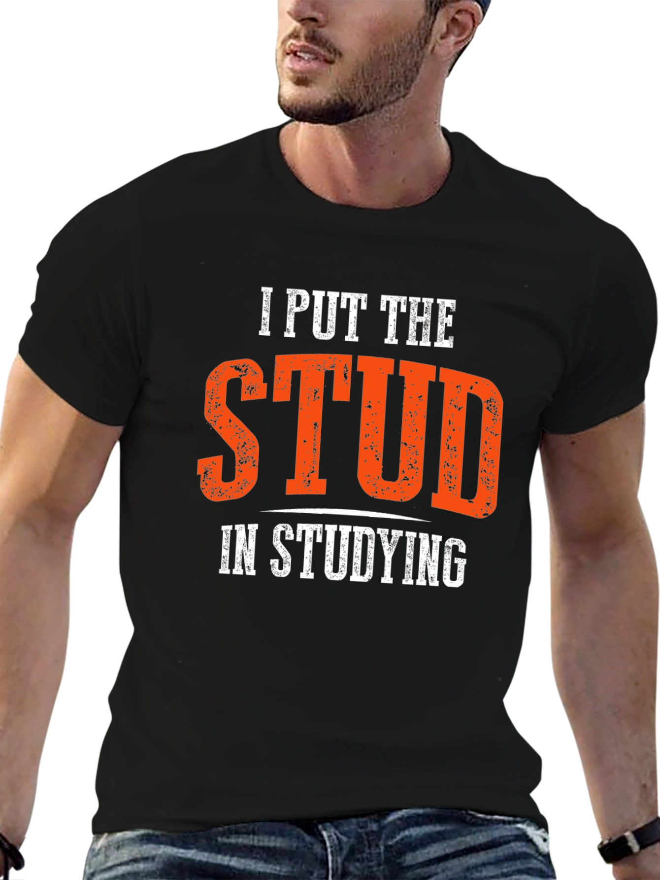 Black I Put the Stud in Studying T-Shirt view 6