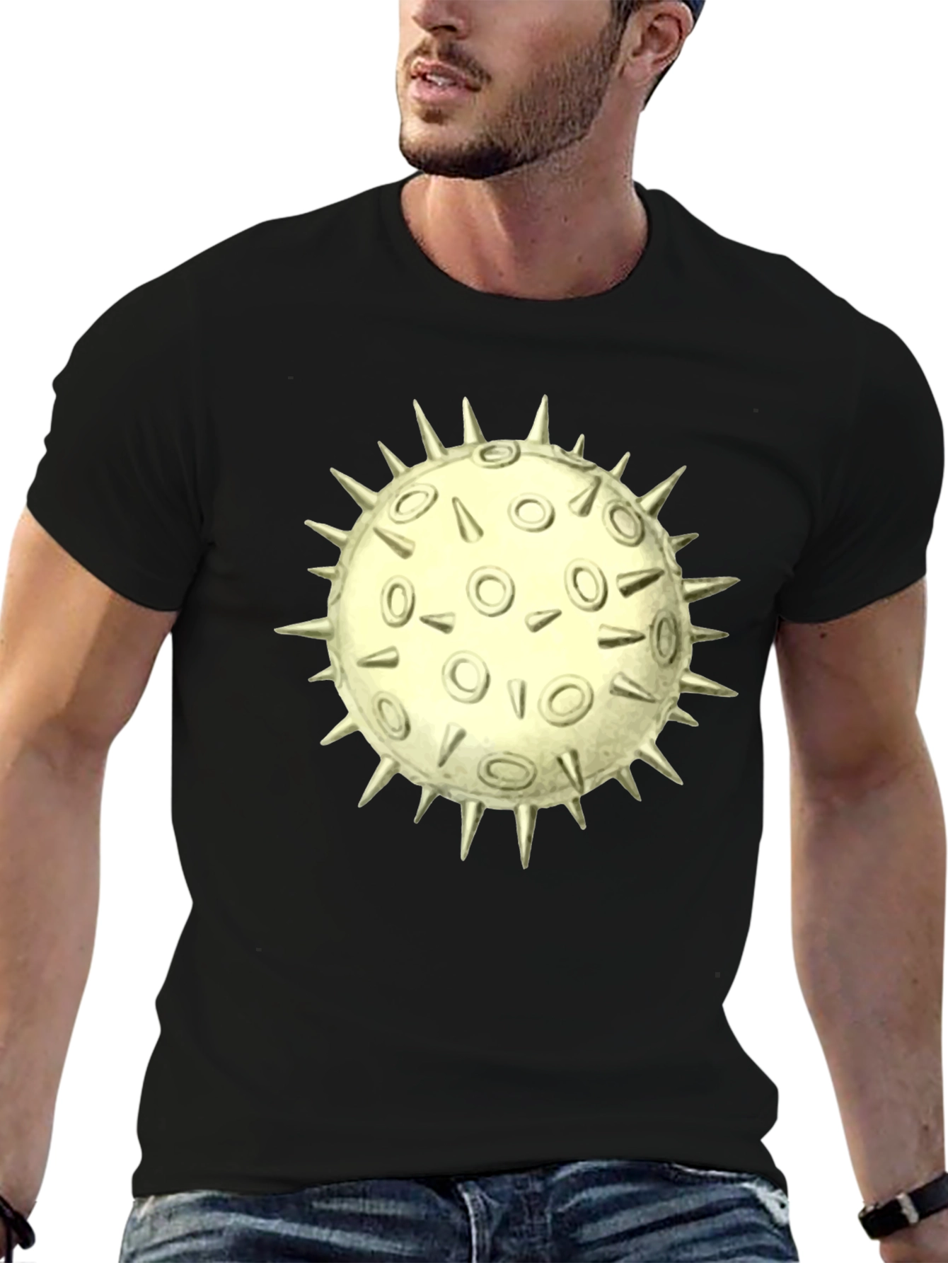 Black Spiky Orb Graphic T-Shirt view 6