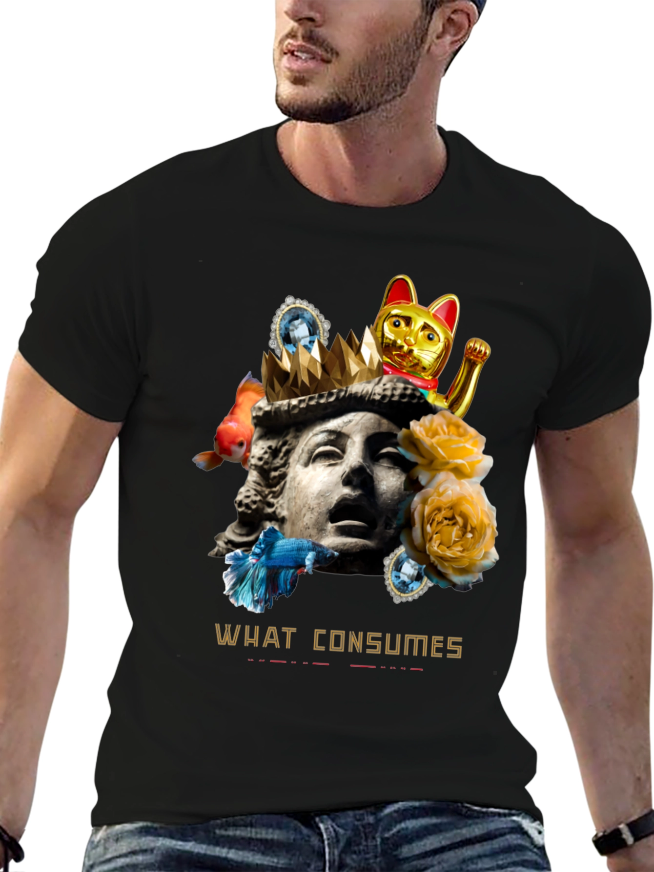 Black What Consumes Graphic T-Shirt - Unique Art Tee view 6