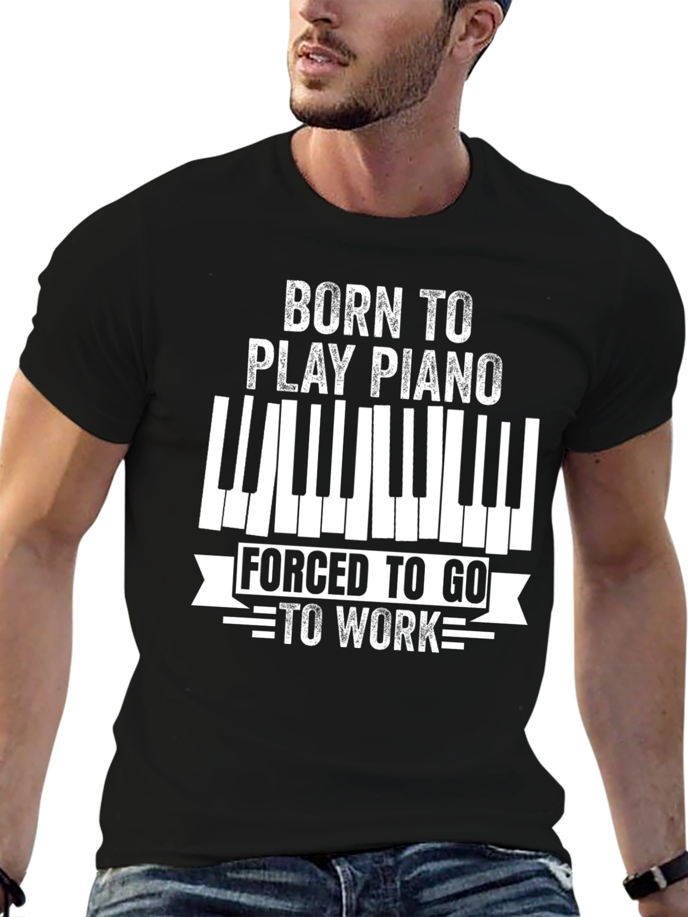 Black Born to Play Piano T-Shirt view 6