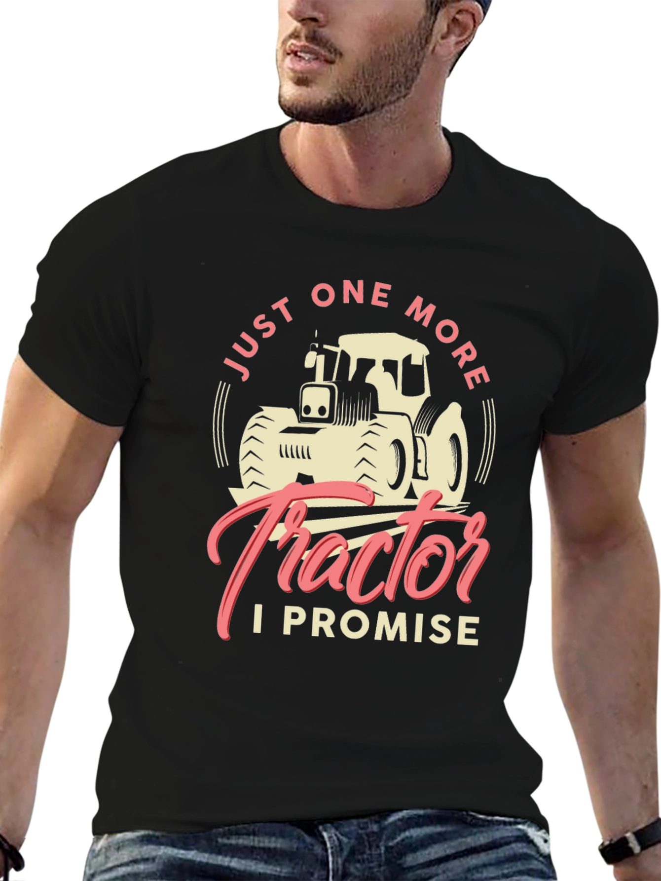 Black Just One More Tractor T-Shirt view 6