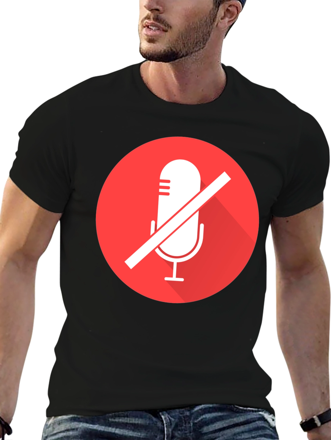 Black Mute Microphone Graphic Tee - Black view 6