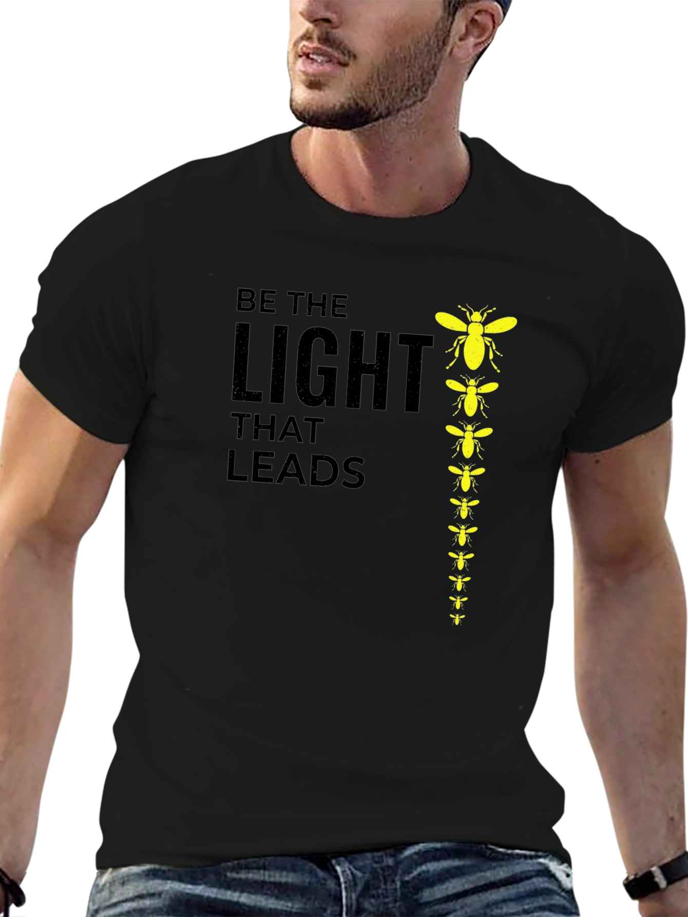 Black Be The Light That Leads Graphic Tee view 6