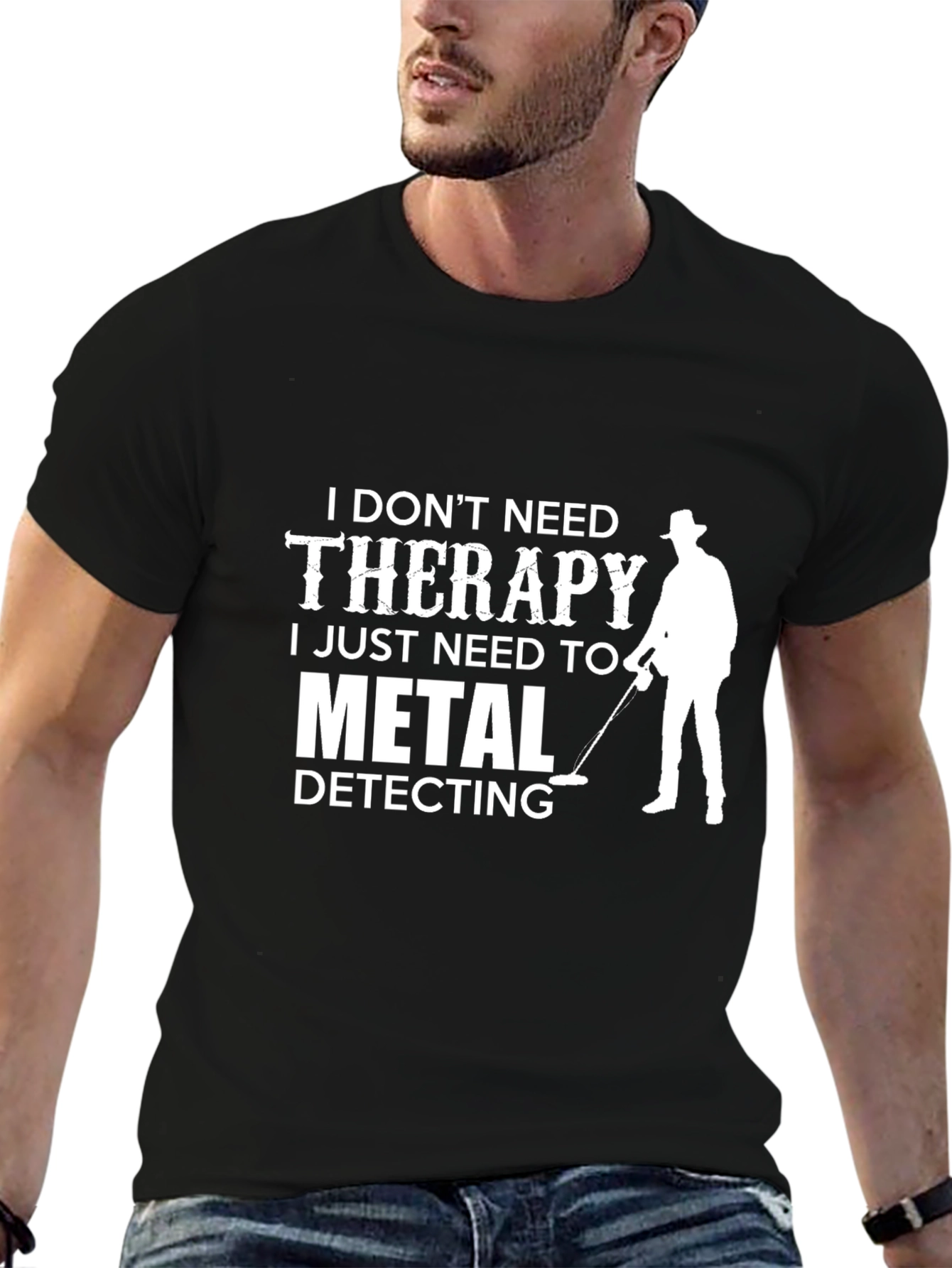Black Metal Detecting Therapy T-Shirt view 6
