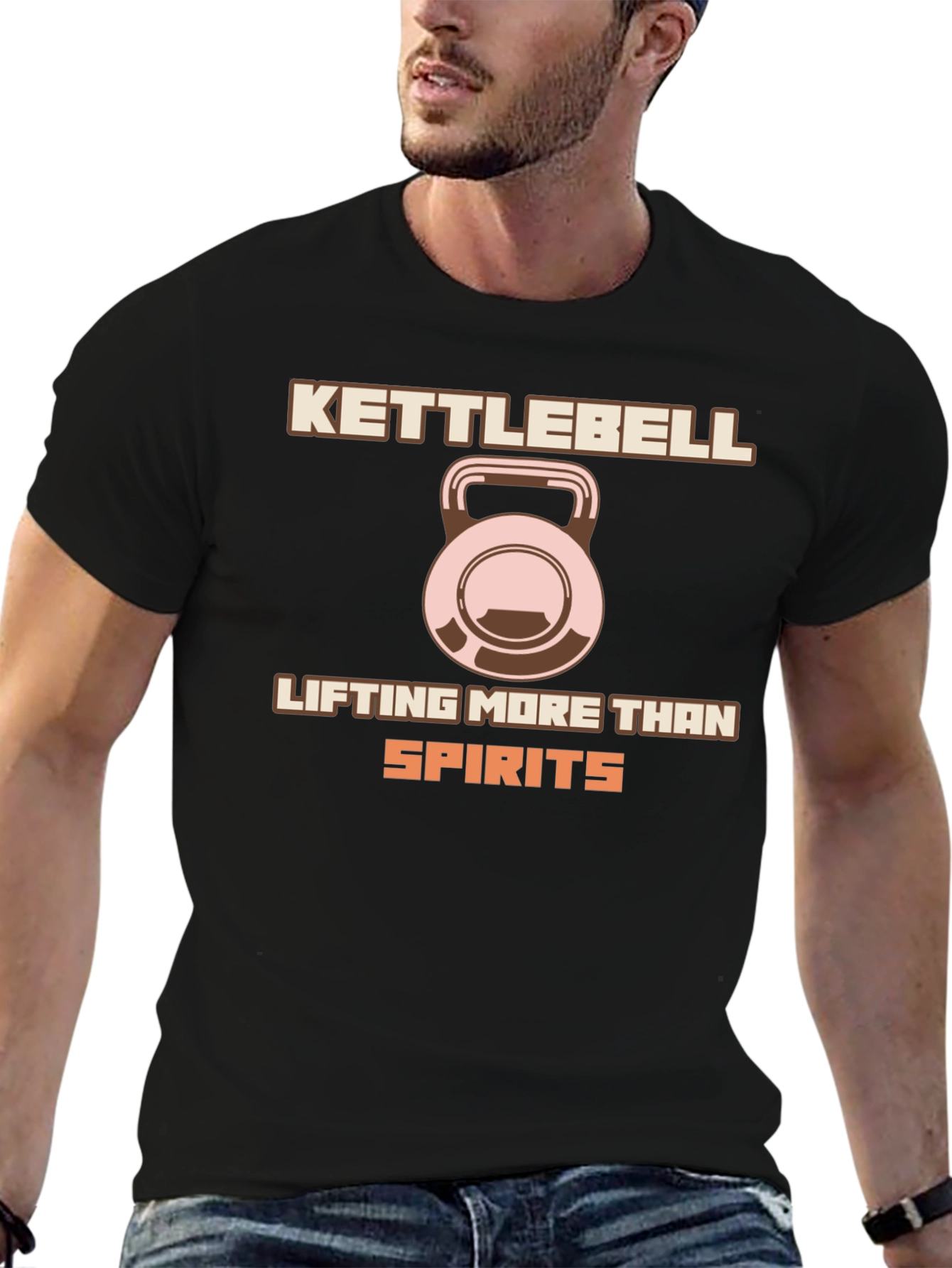 Black Kettlebell Lifting T-Shirt - Workout Motivation view 6