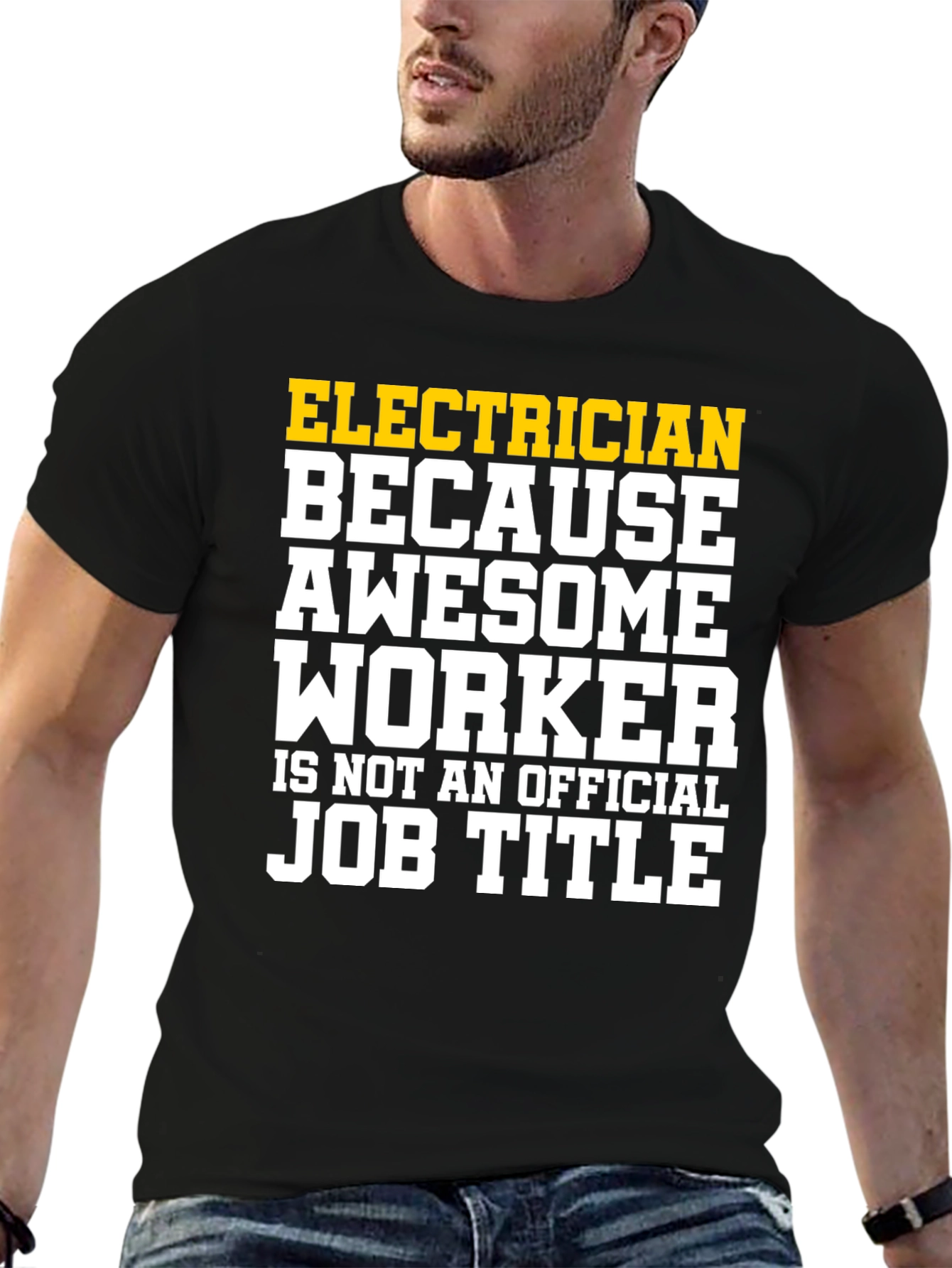 Black Electrician Awesome Worker Job Title Graphic T-Shirt view 6