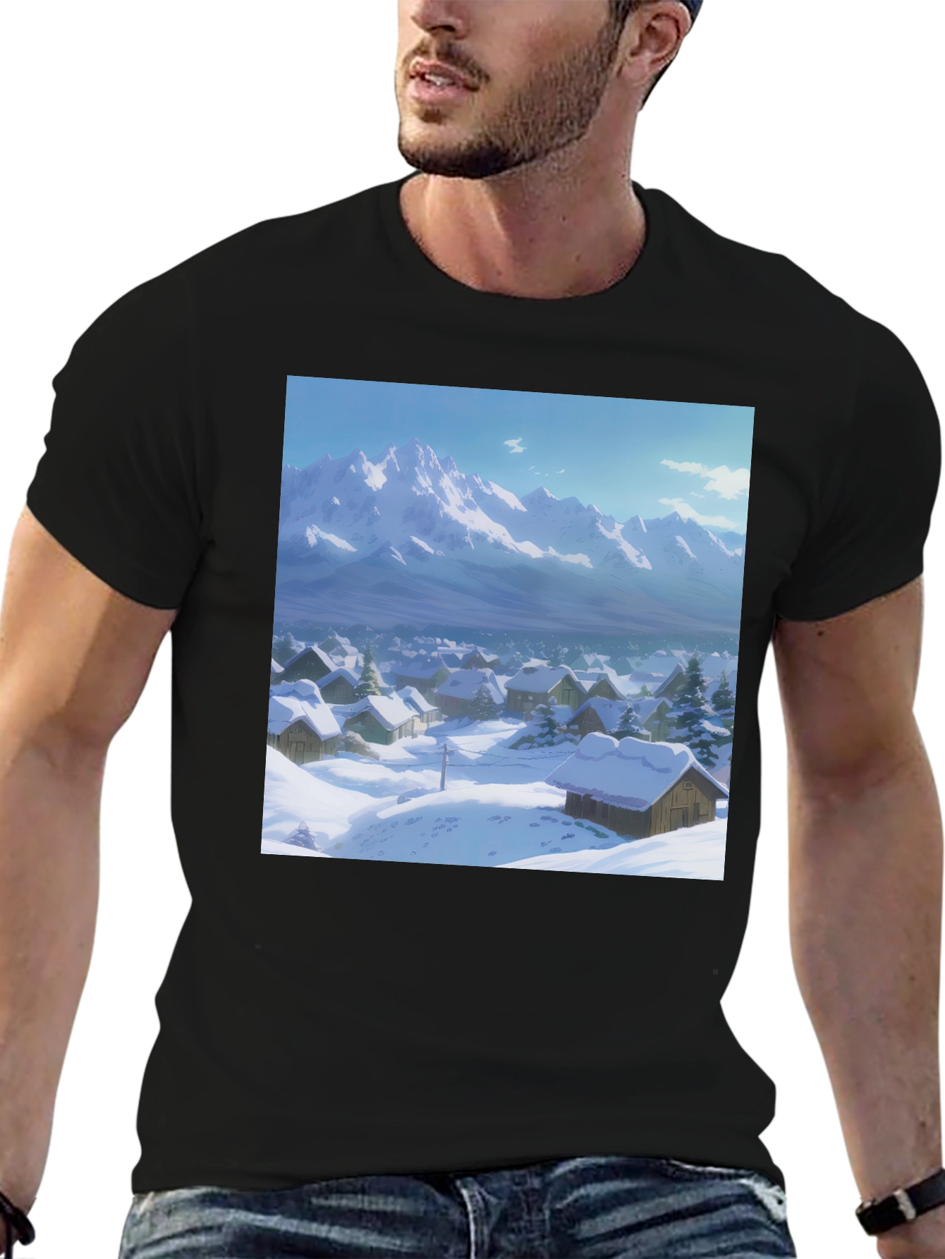 Black Winter Village Graphic Tee view 6