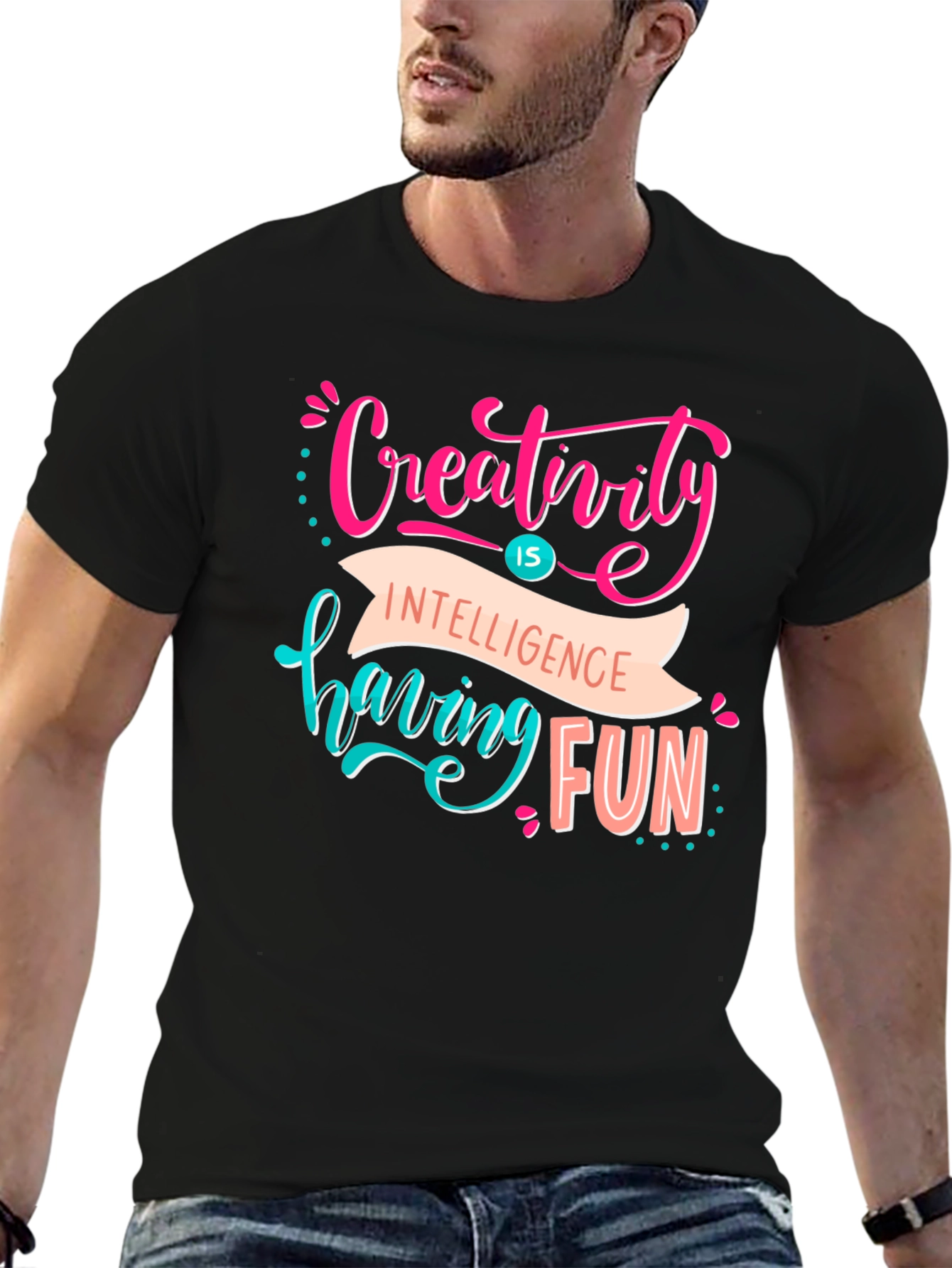 Black Creativity T-Shirt - Fun, Stylish Design view 6
