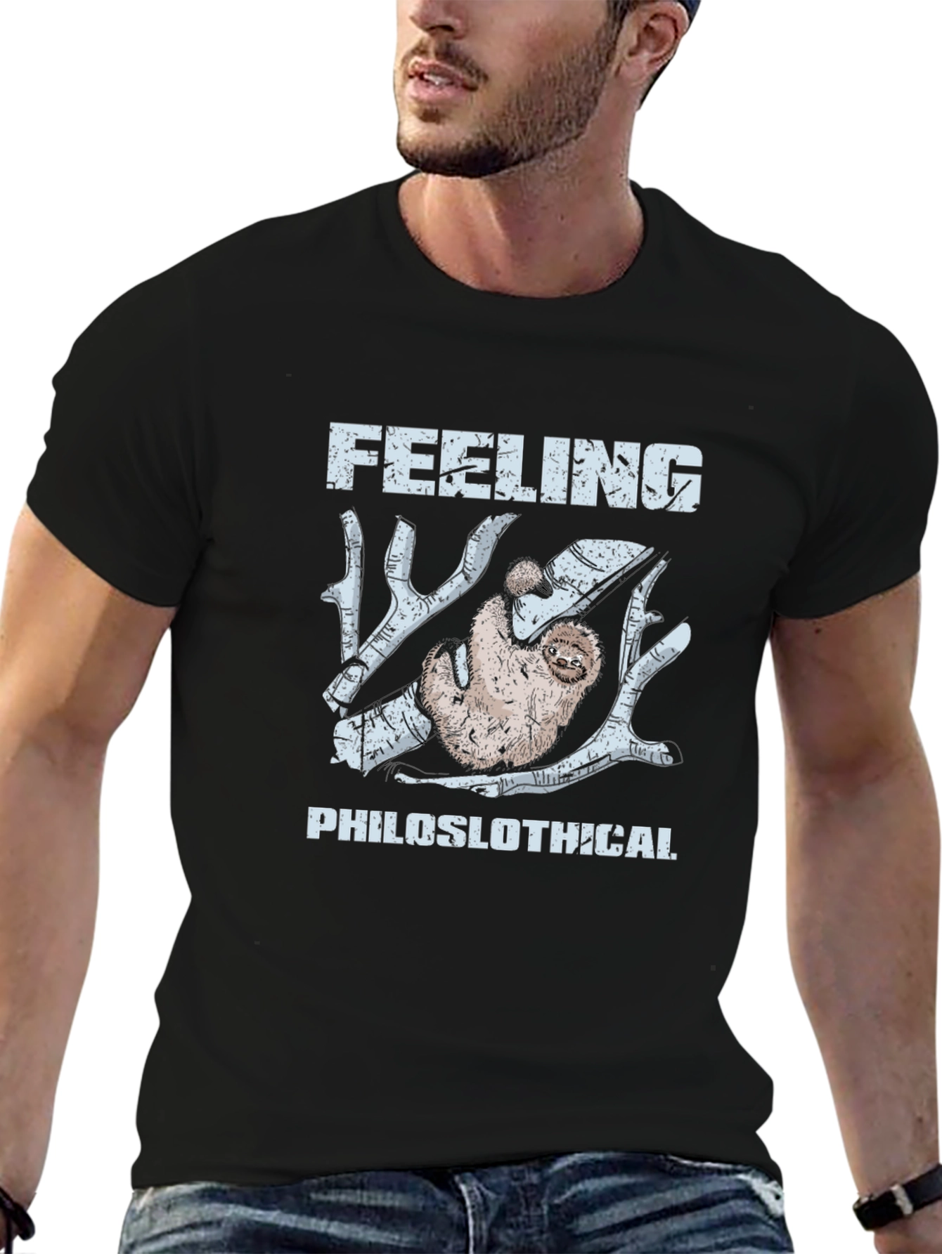 Black Philoslothical T-Shirt - Feeling Slothy & Philosophical view 6