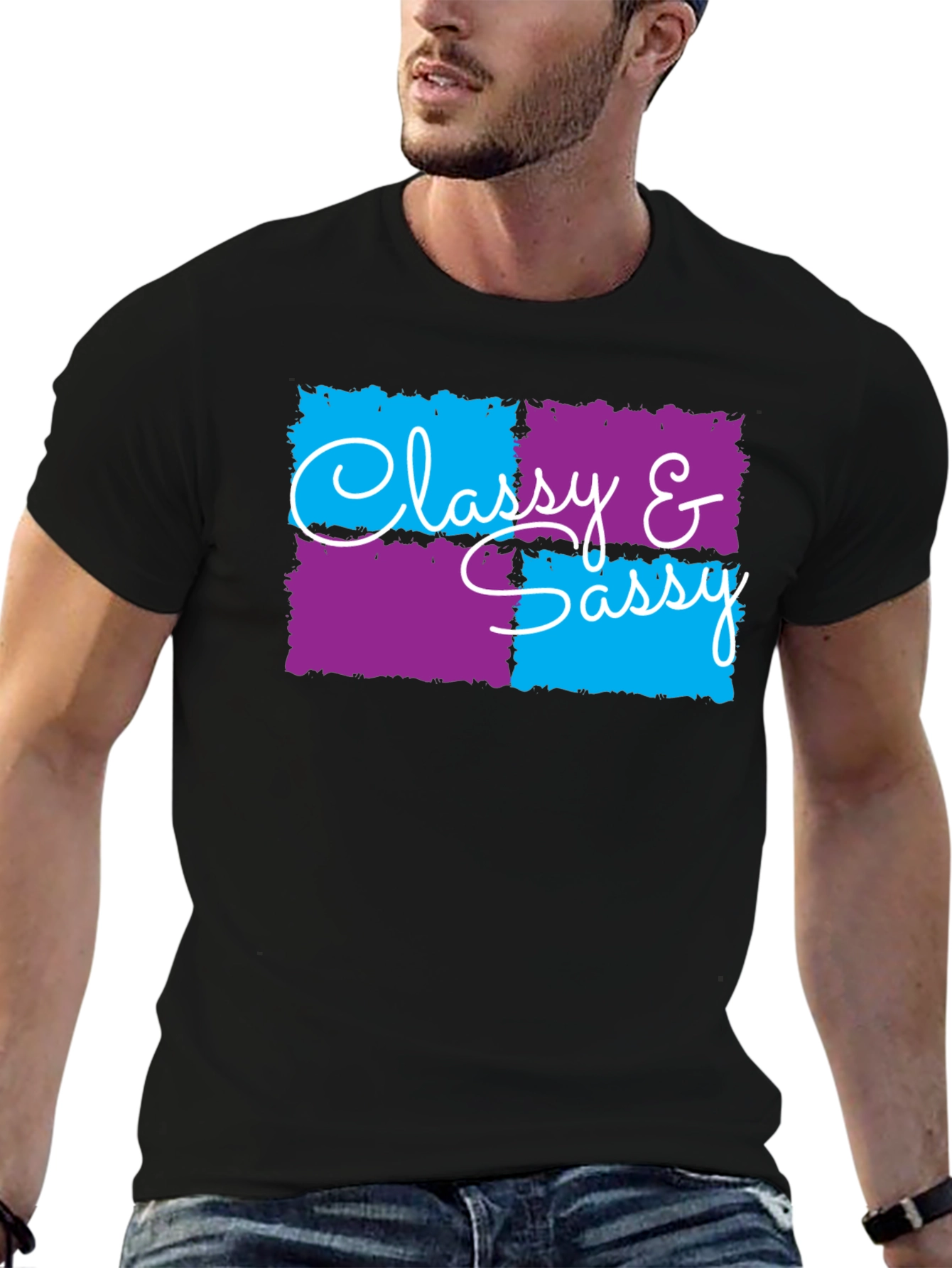 Black Classy & Sassy Graphic T-Shirt - Trendy Design view 6
