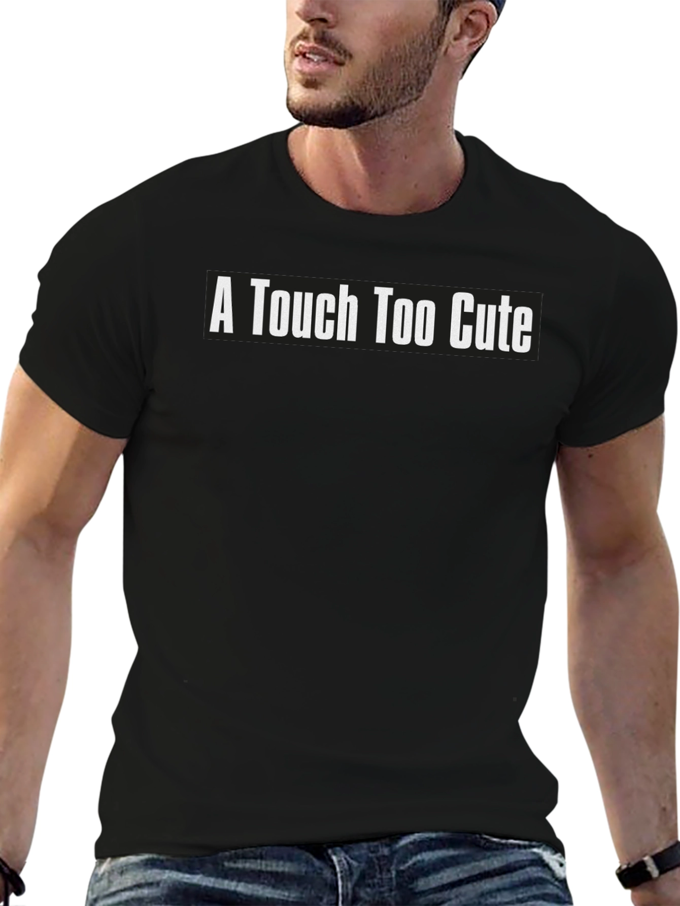 Black A Touch Too Cute Graphic Tee - Soft Cotton Blend view 6
