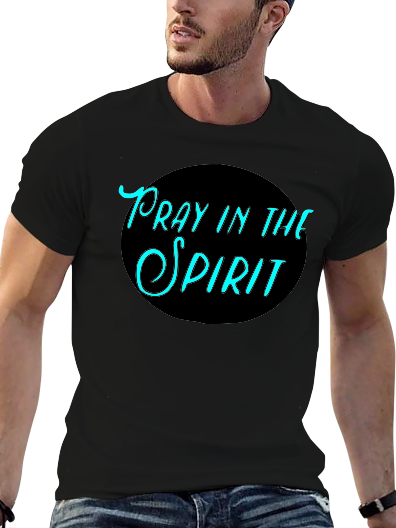 Black Pray In The Spirit Black T-Shirt Christian Graphic Tee view 6