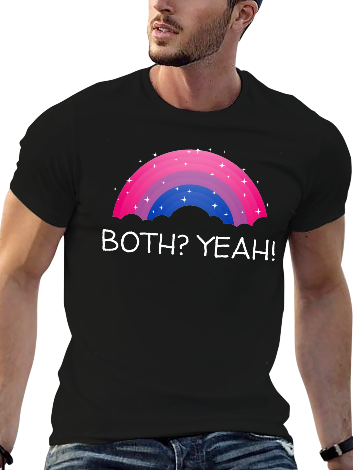 Black Bisexual Pride Rainbow T-Shirt - Both? Yeah! view 6