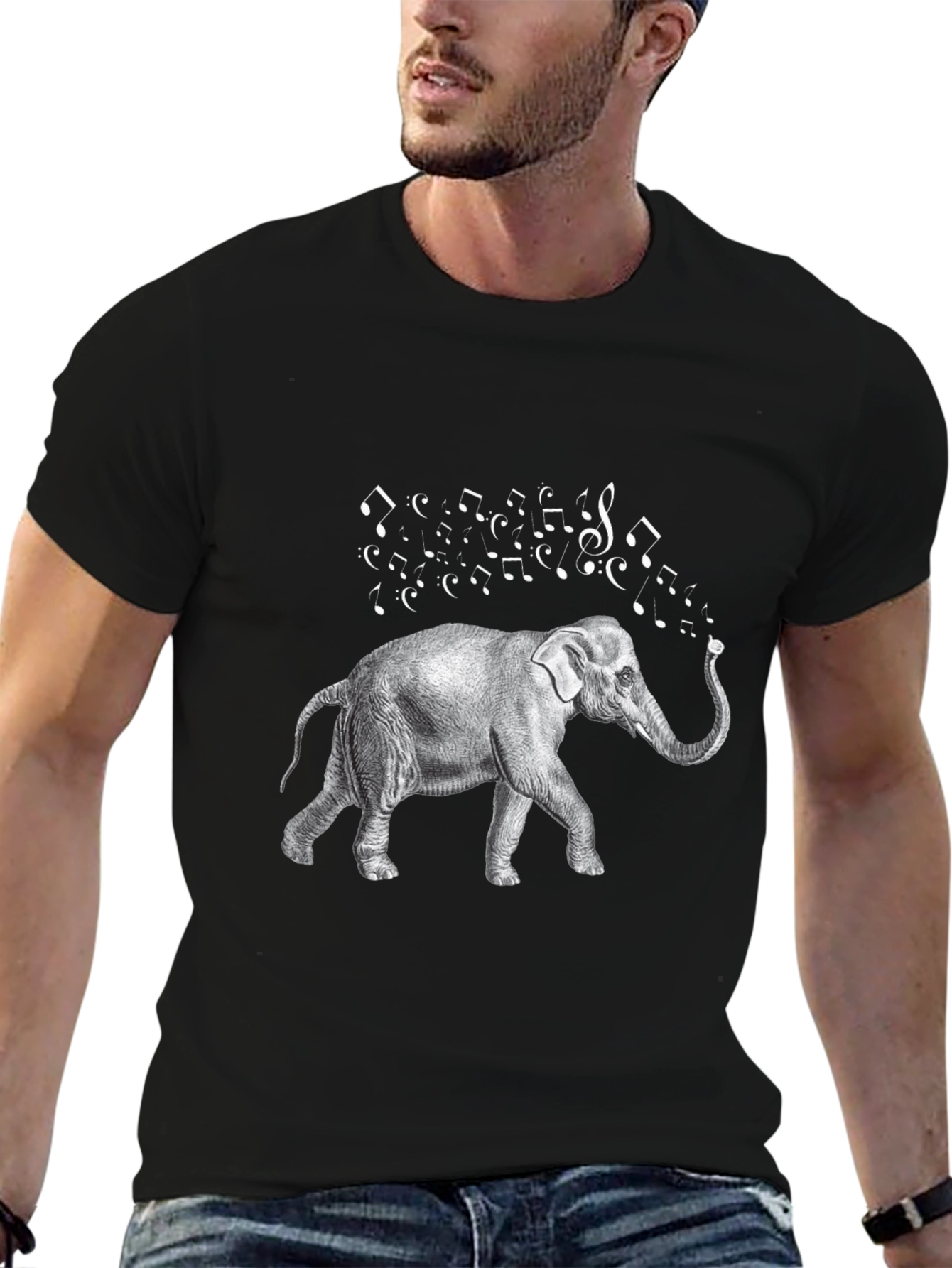 Black Musical Elephant Black T-Shirt view 6