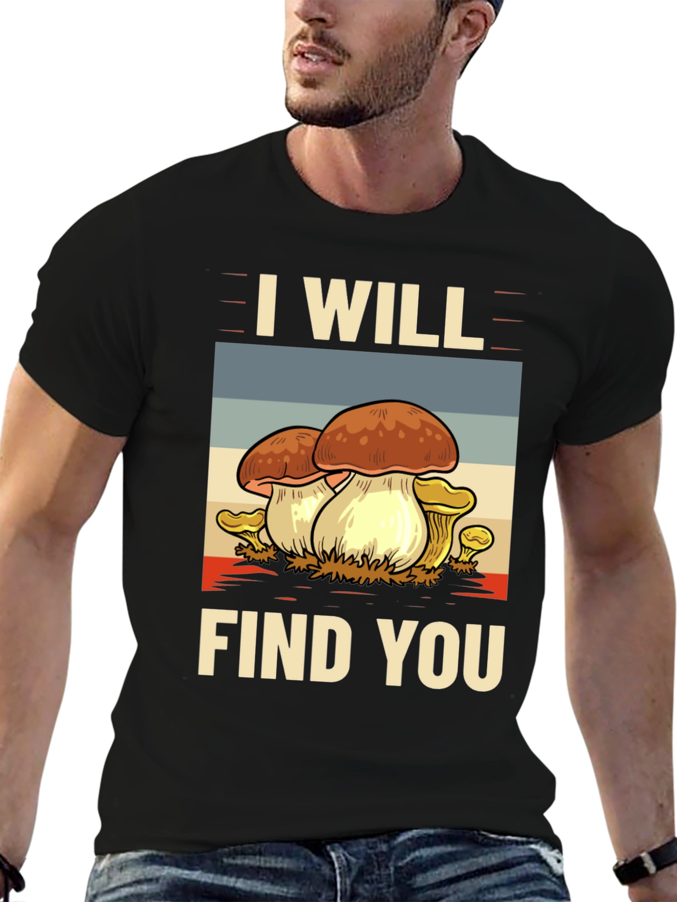 Black Mushroom Hunter T-Shirt - I Will Find You view 6
