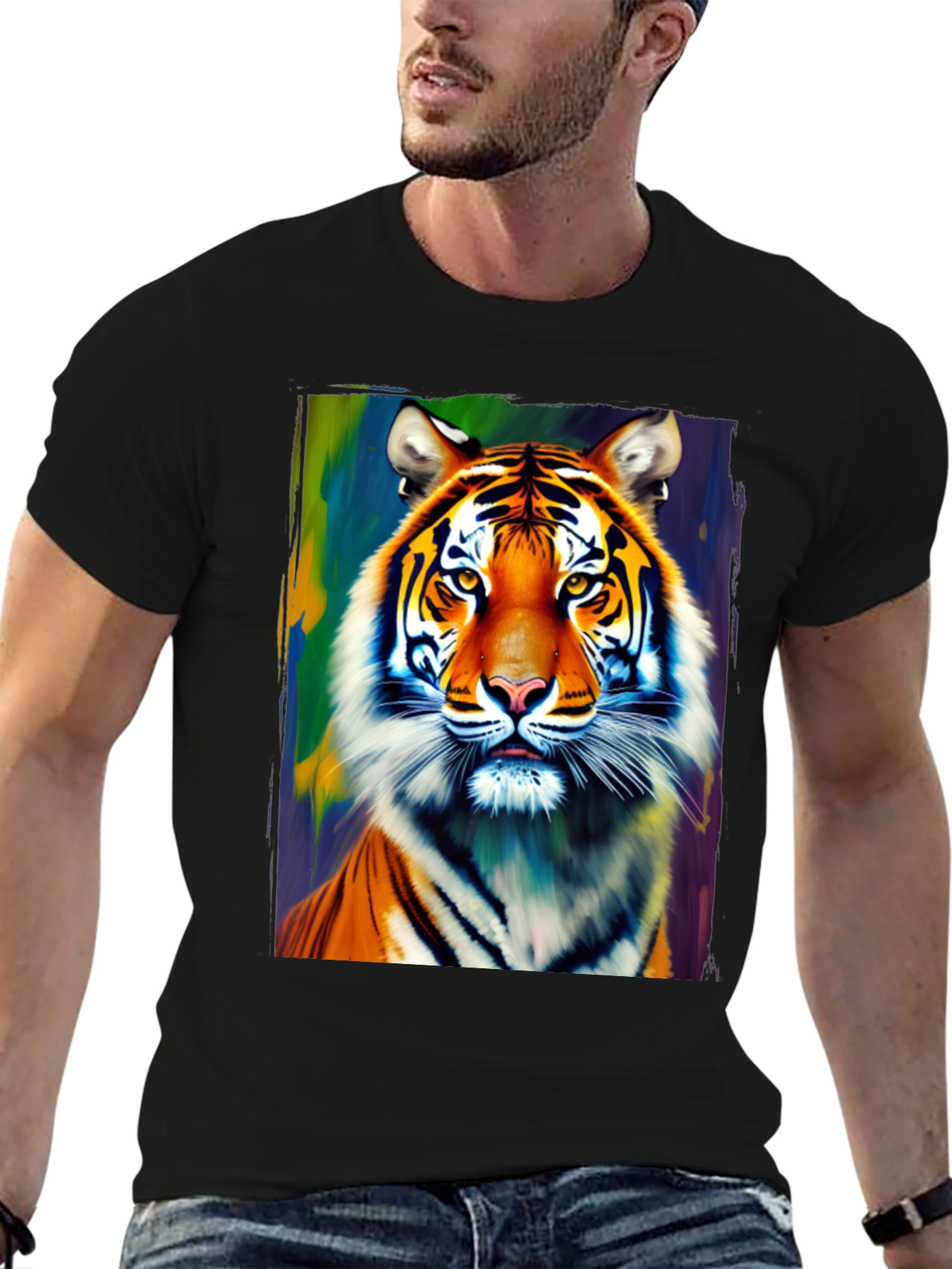 Black Tiger Graphic Tee - Vivid Animal Print Shirt view 6