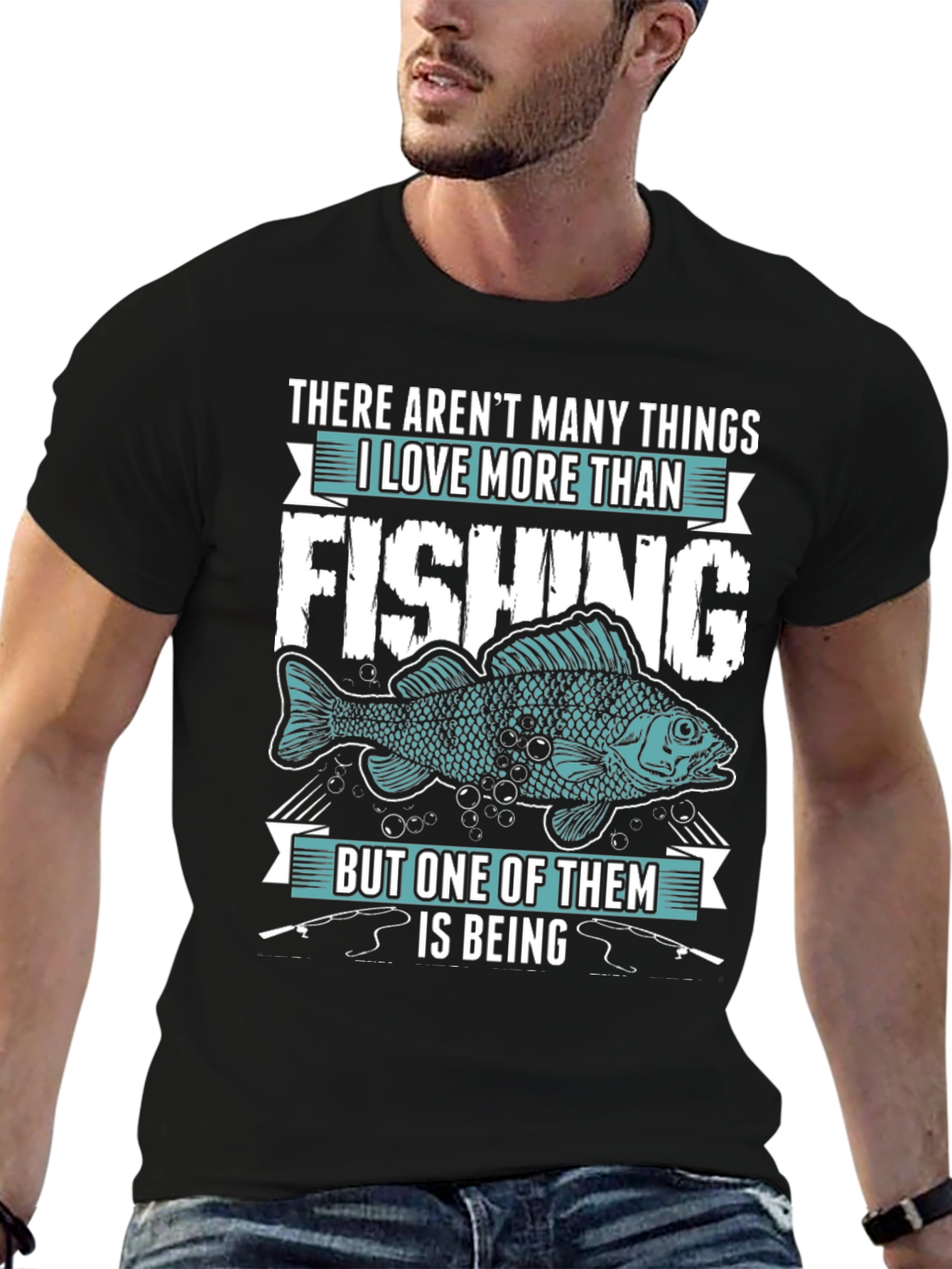 Black Fishing Lover T-Shirt - Many Things I Love view 6