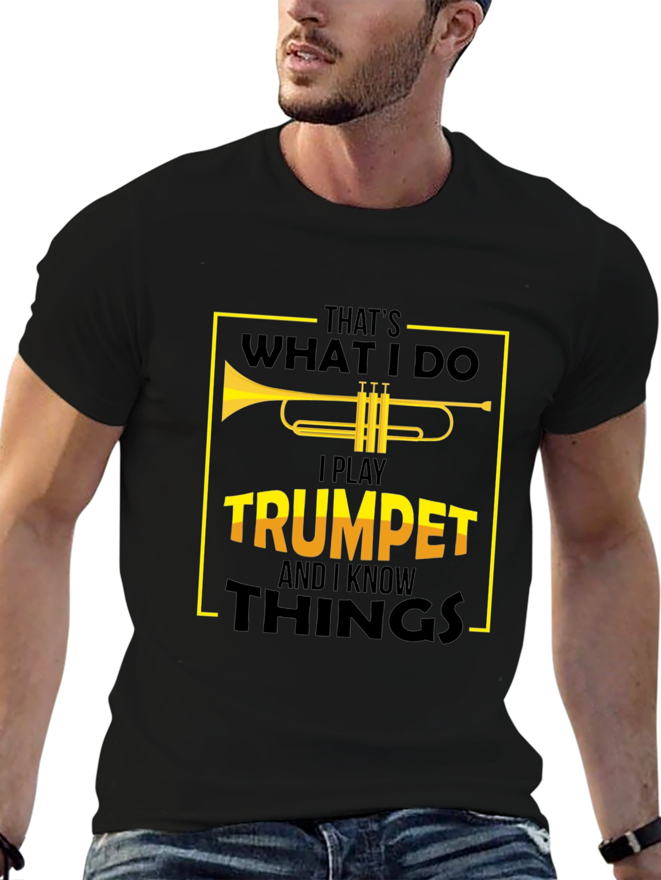 Black Trumpet Player T-Shirt - That's What I Do! view 6