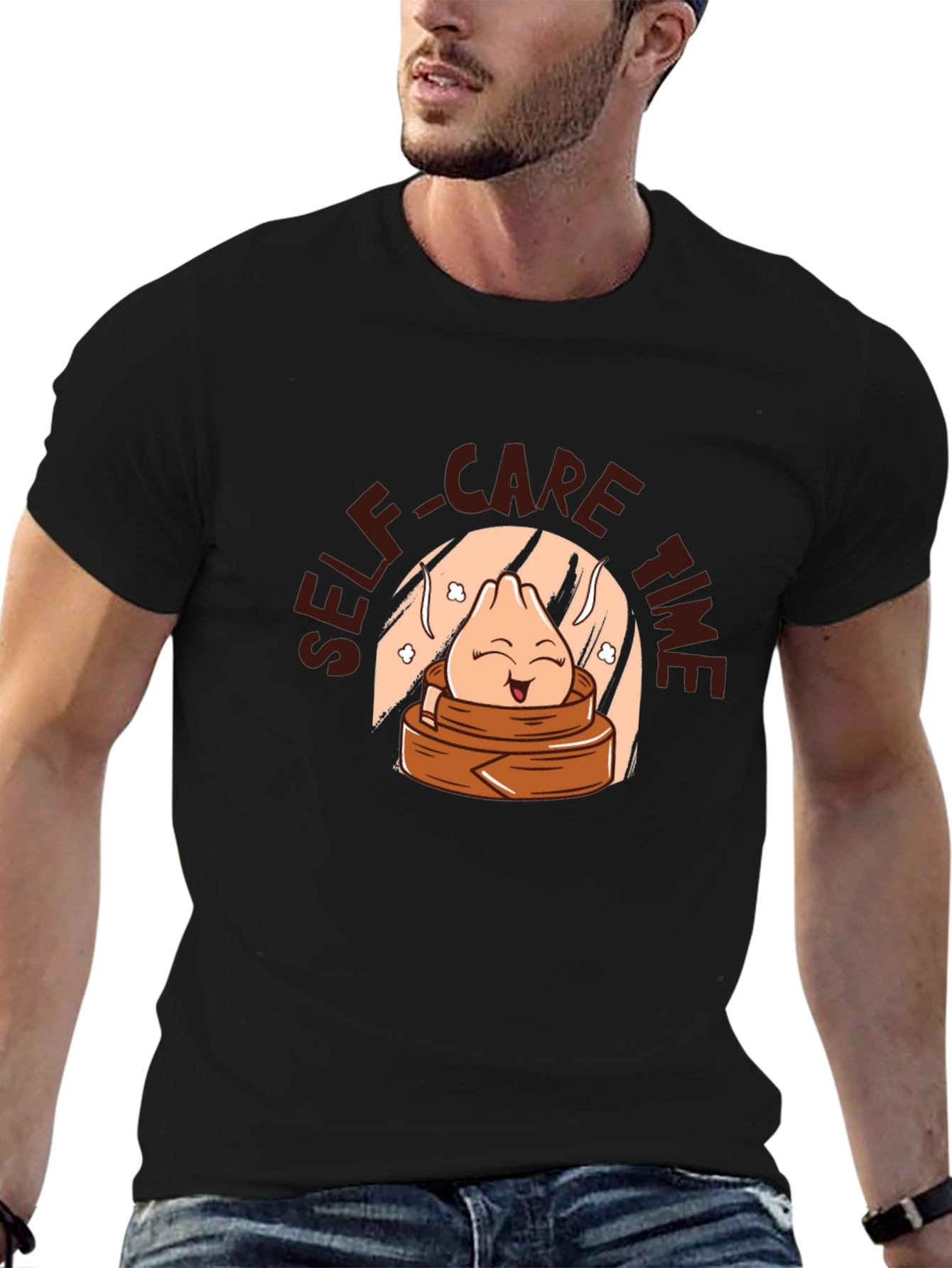 Black Self-Care Time Dumpling T-Shirt view 6