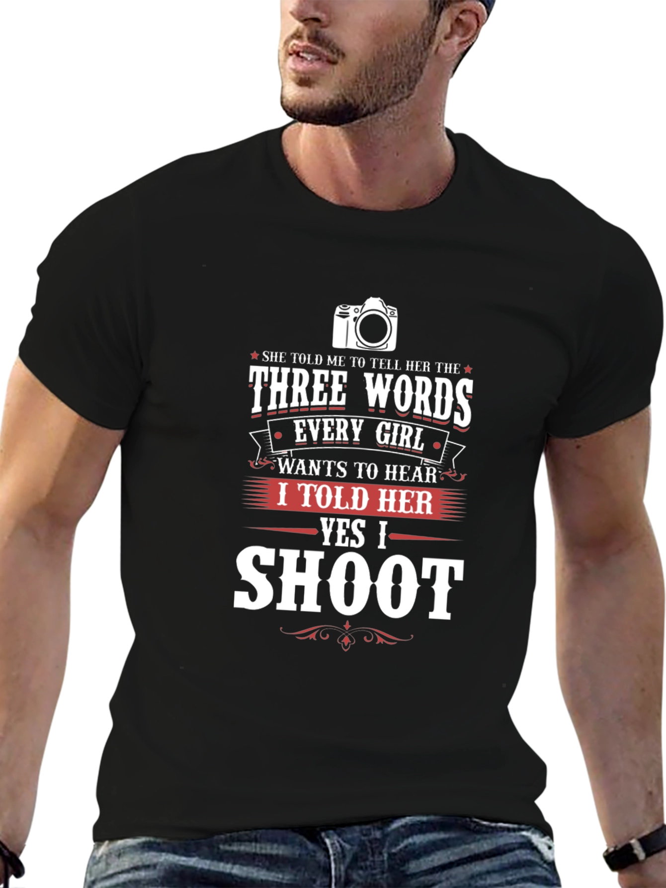 Black Funny Photographer T-Shirt - Say Yes to Shoot view 6