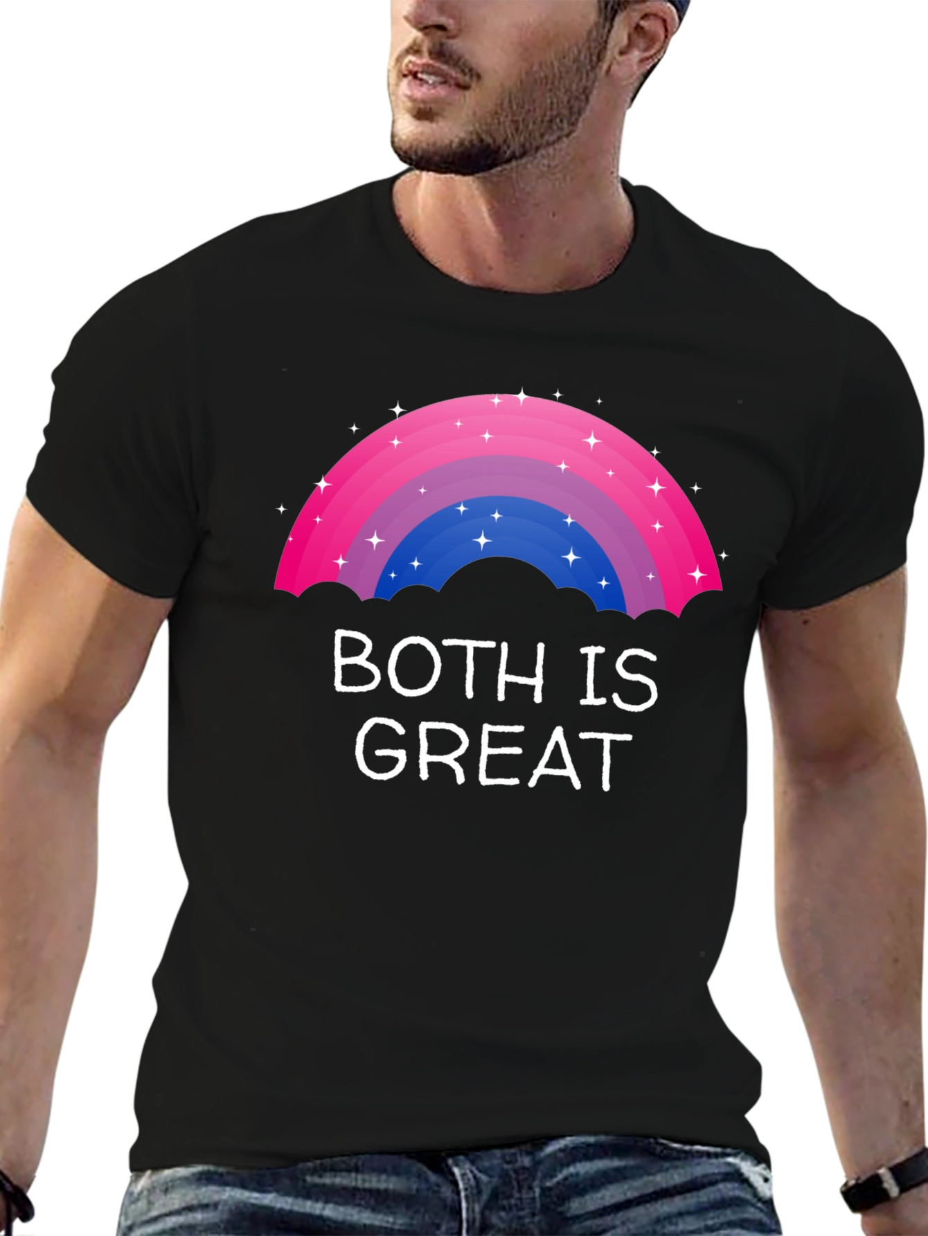 Black Bisexual Pride Rainbow T-Shirt - Both Is Great view 6