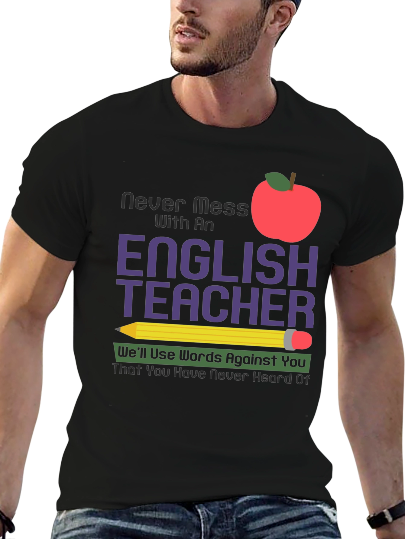 Black English Teacher Graphic T-Shirt view 6