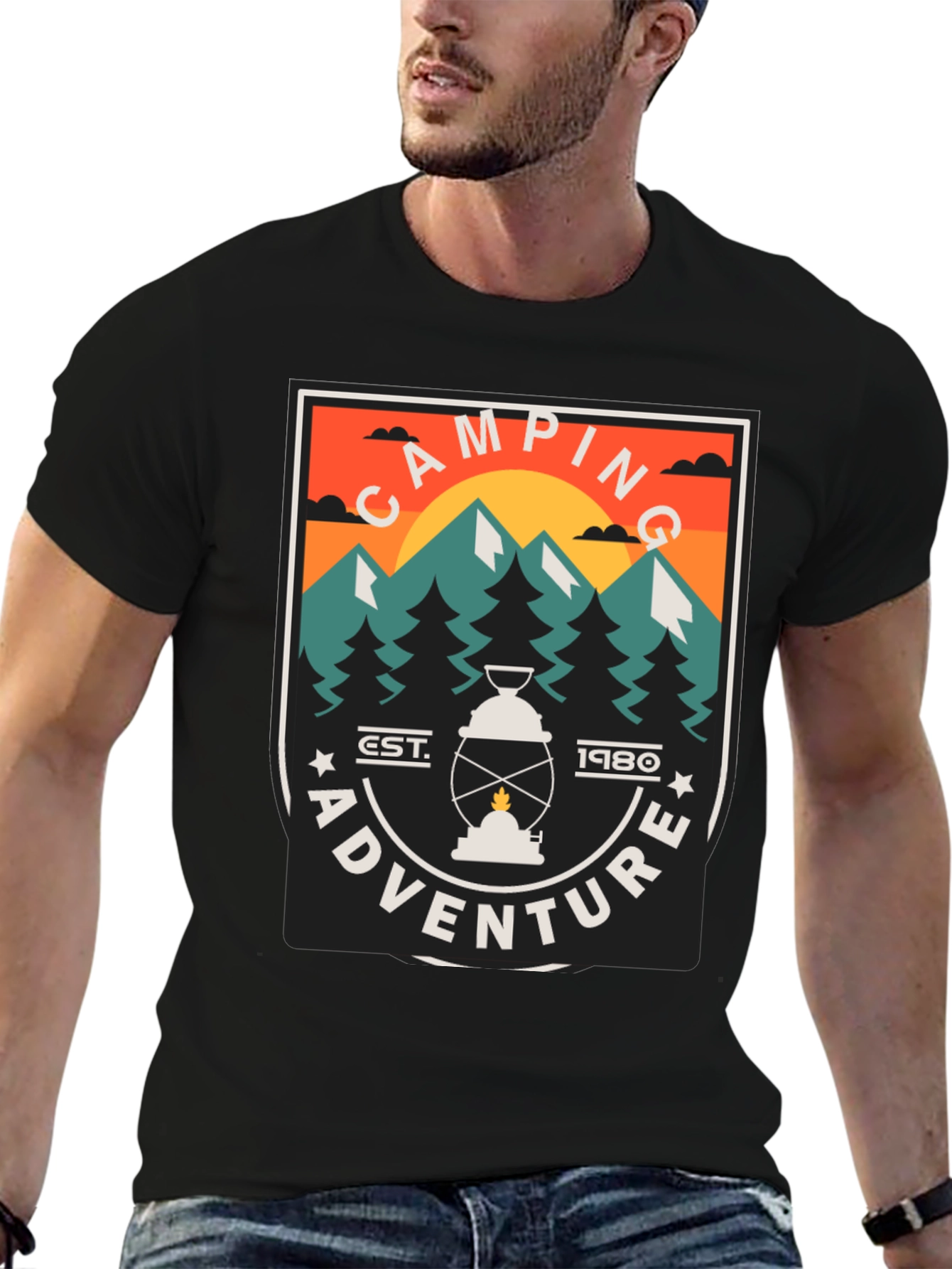 Black Camping Adventure Graphic T-Shirt view 6