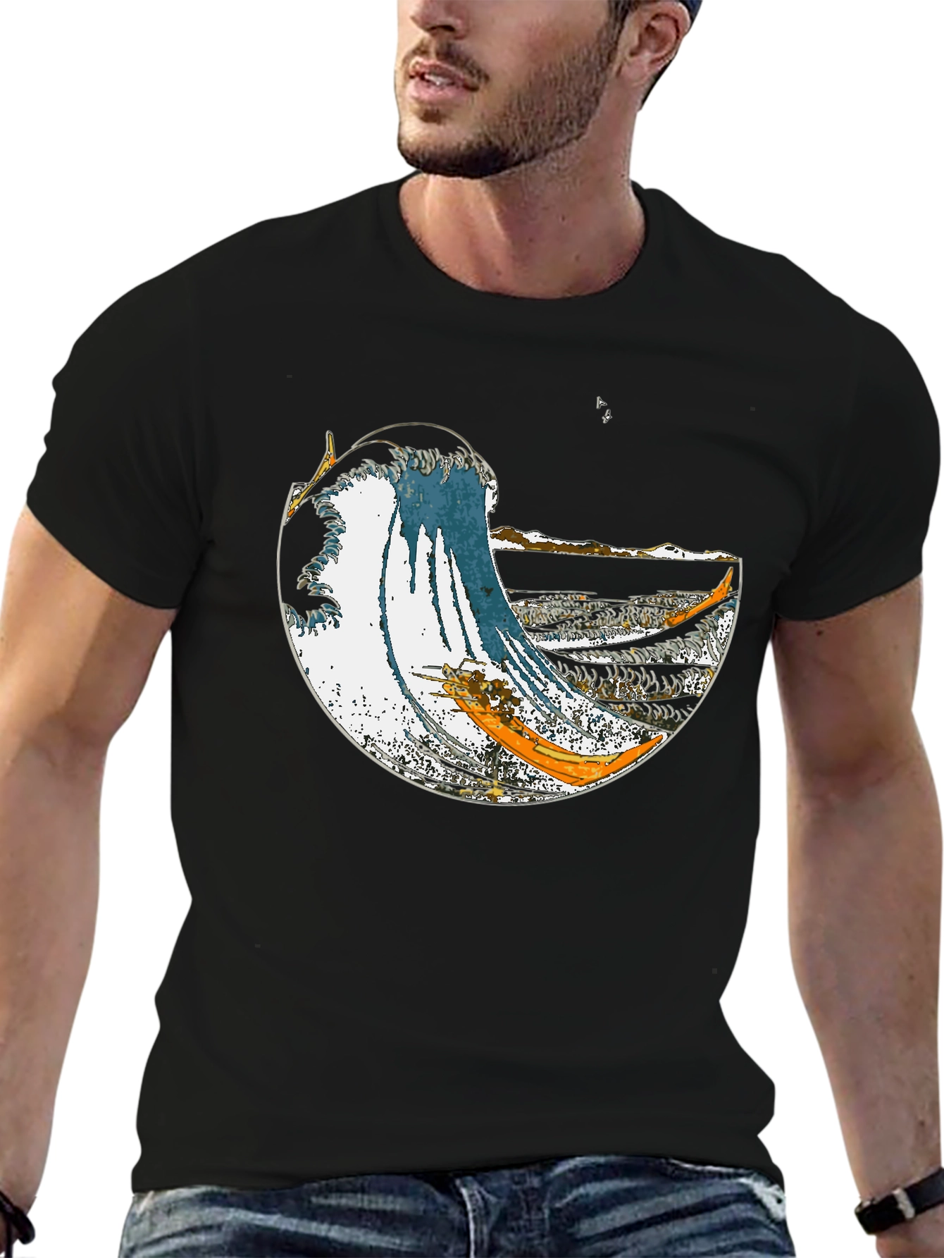 Great Wave Graphic Tee - Stylish Cotton Blend - 6