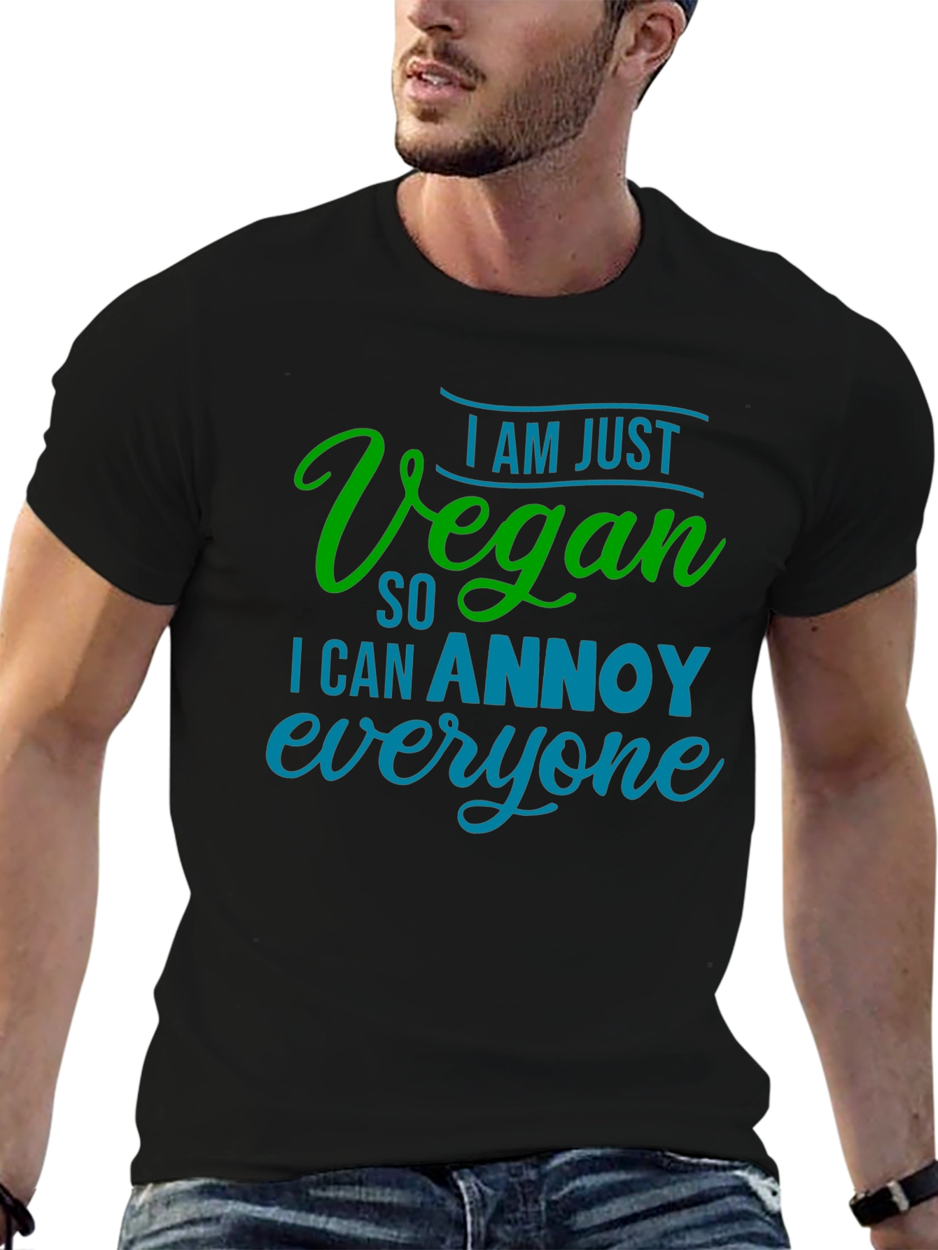 Black Vegan Annoy Funny Graphic Tee view 6