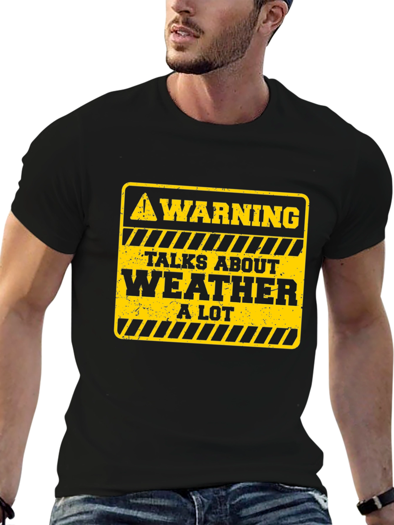Black Warning: Talks About Weather T-Shirt view 6