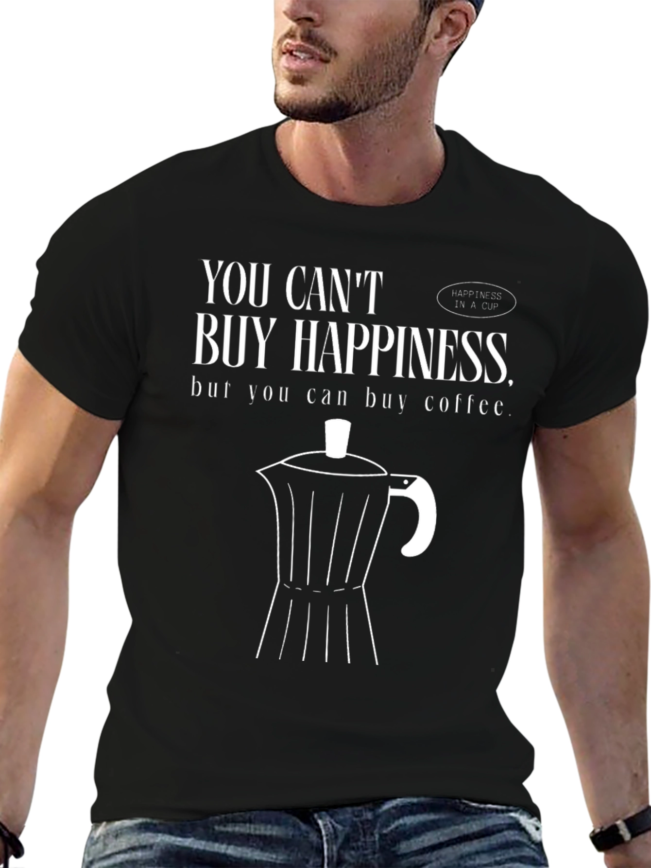 Black Coffee Lover Tee: Buy Coffee, Buy Happiness! view 6