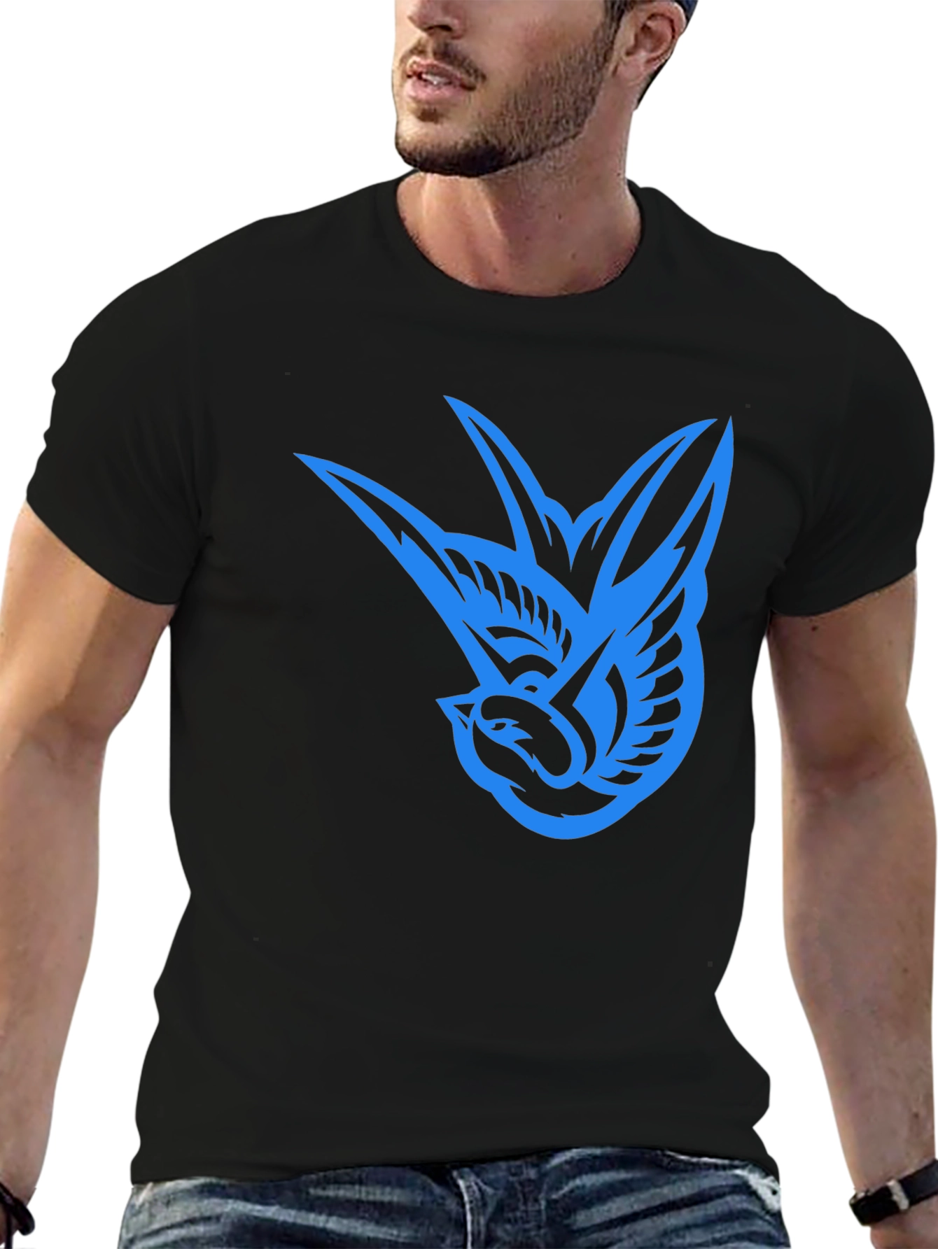 Black Blue Bird Graphic Black Tee view 6