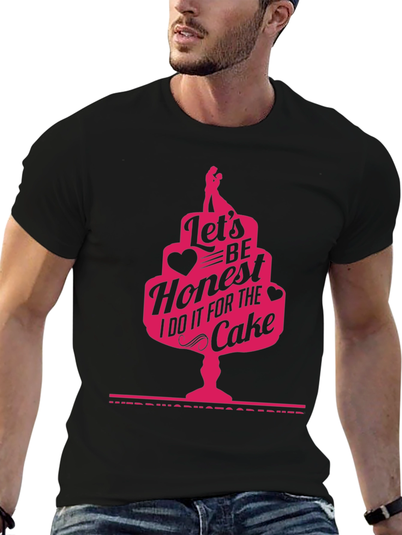 Black Let's Be Honest, I Do It For The Cake T-Shirt view 6