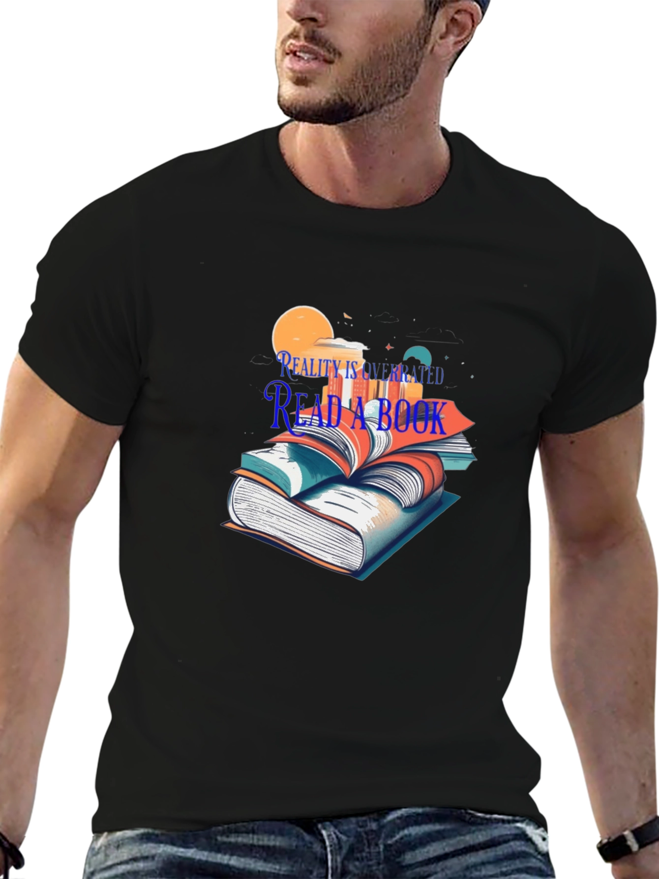 Black Reality is Overrated Read a Book T-Shirt view 6