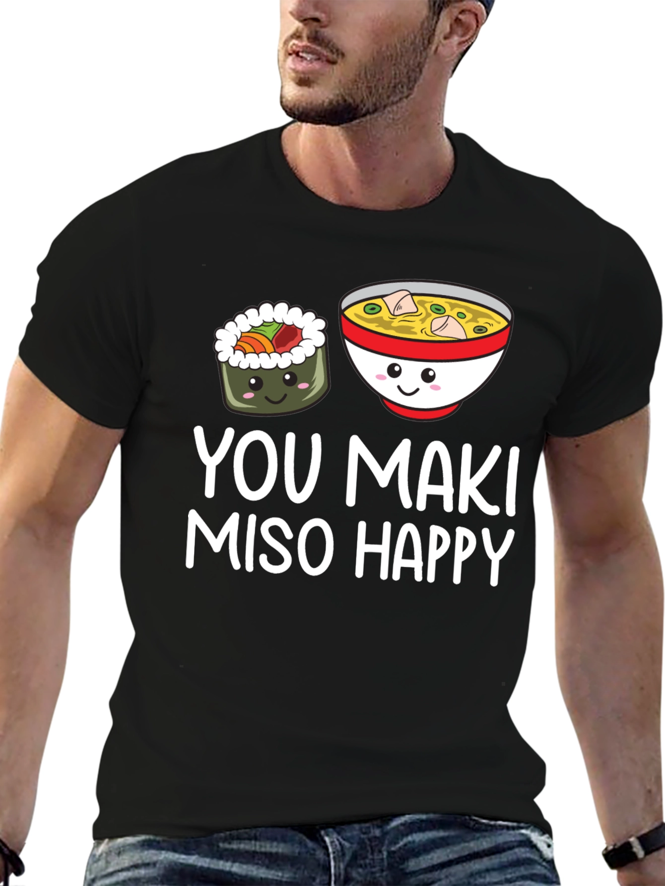 Black You Maki Miso Happy T-Shirt view 6