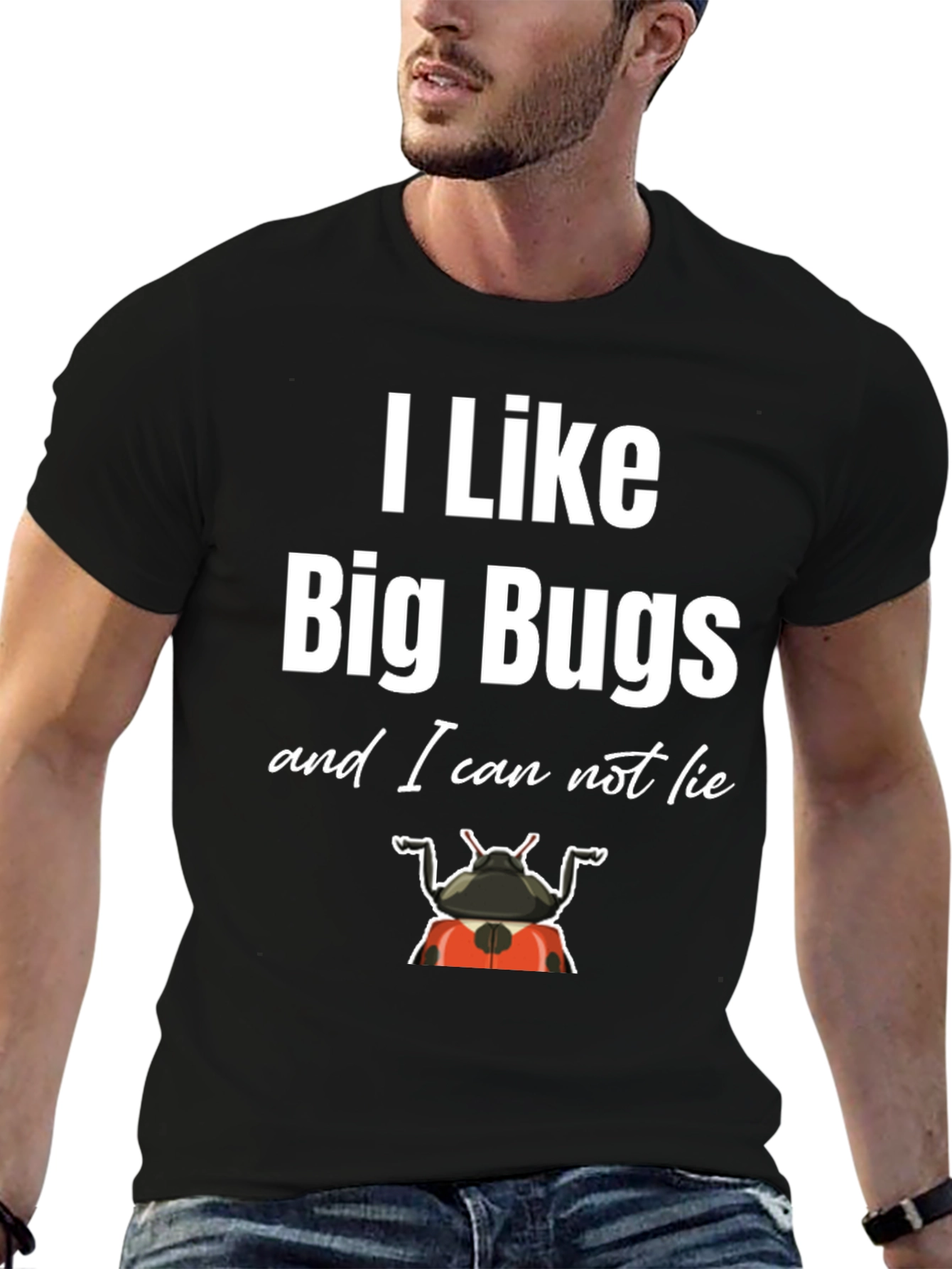 Black I Like Big Bugs Funny Graphic T-Shirt view 6