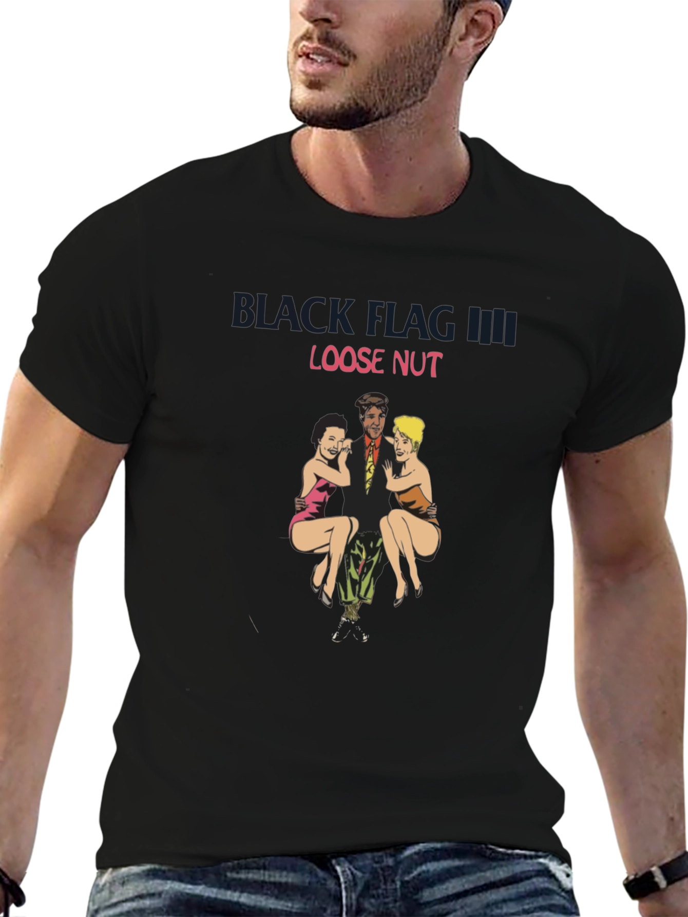 Black Black T-Shirt with "Loose Nut" Graphic view 6