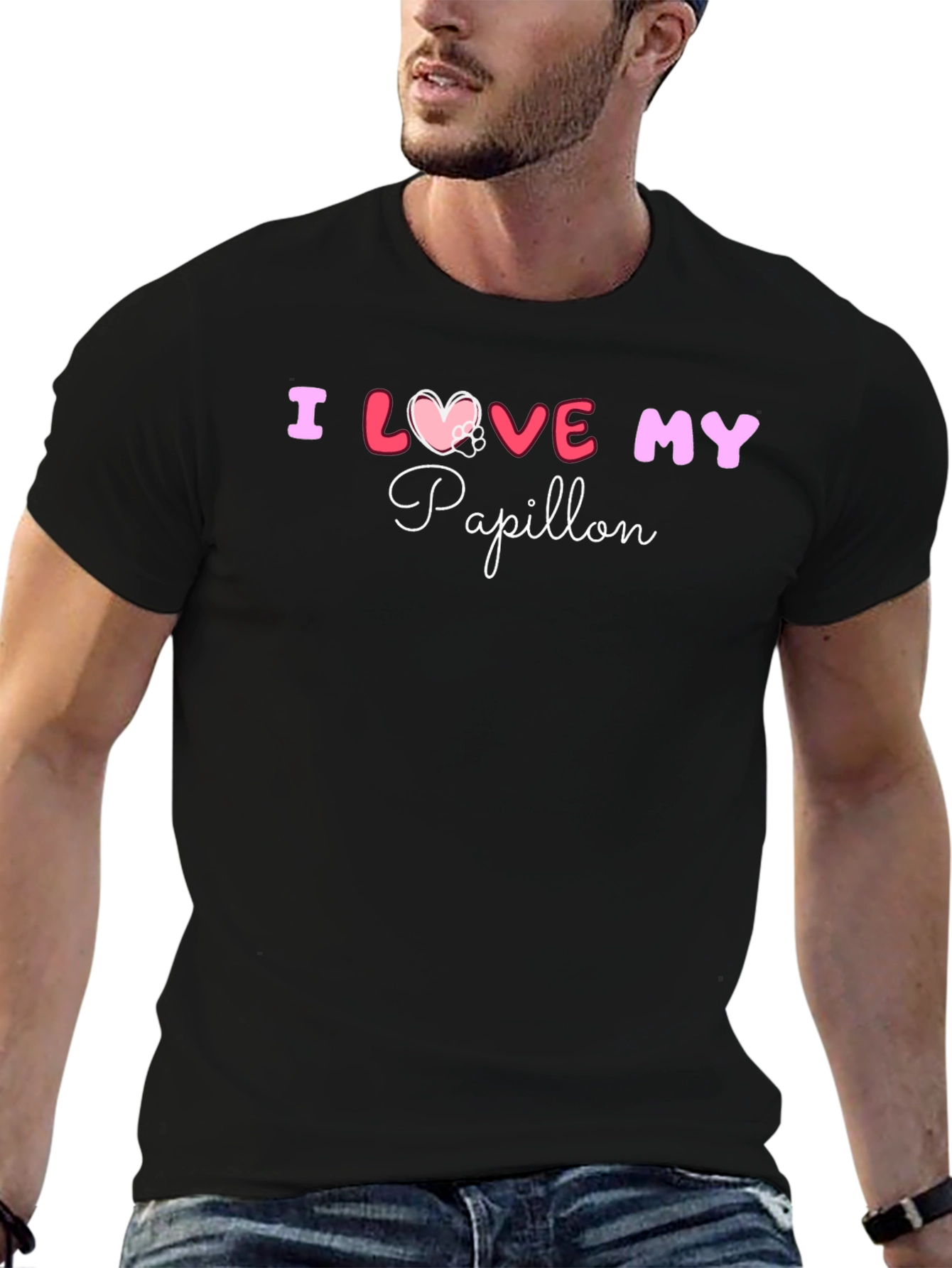 Black I Love My Papillon T-Shirt view 6