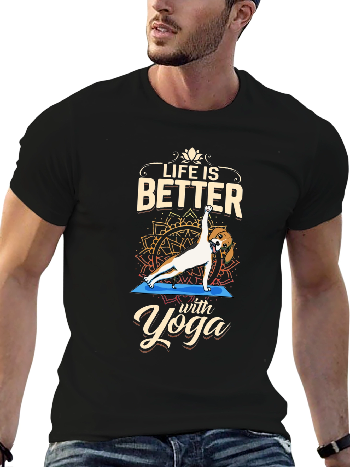 Black Life is Better with Yoga Dog T-Shirt view 6